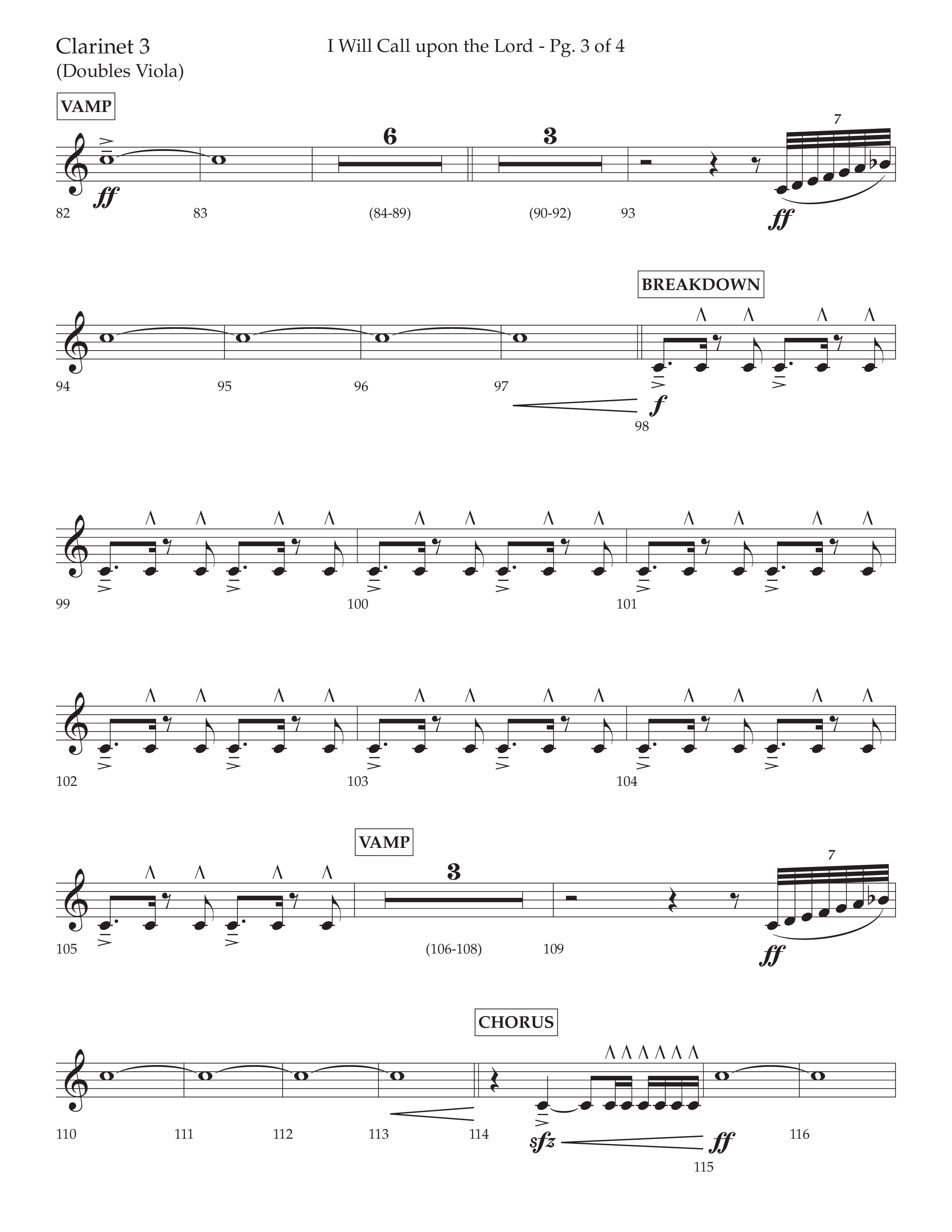 I Will Call Upon The Lord (Choral Anthem SATB) Clarinet 3 (Lifeway Choral / Arr. Cliff Duren)