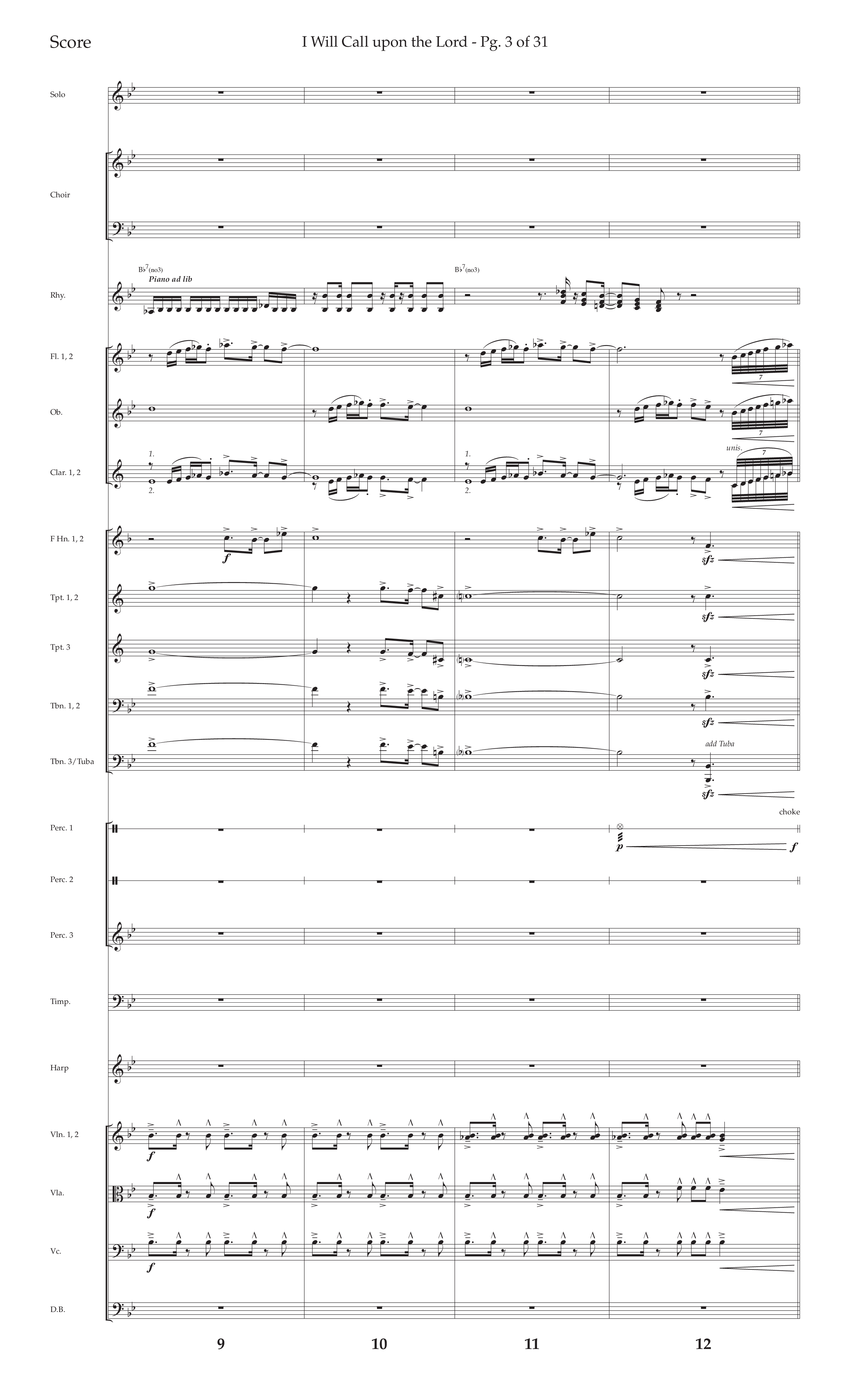 I Will Call Upon The Lord (Choral Anthem SATB) Orchestration (Lifeway Choral / Arr. Cliff Duren)