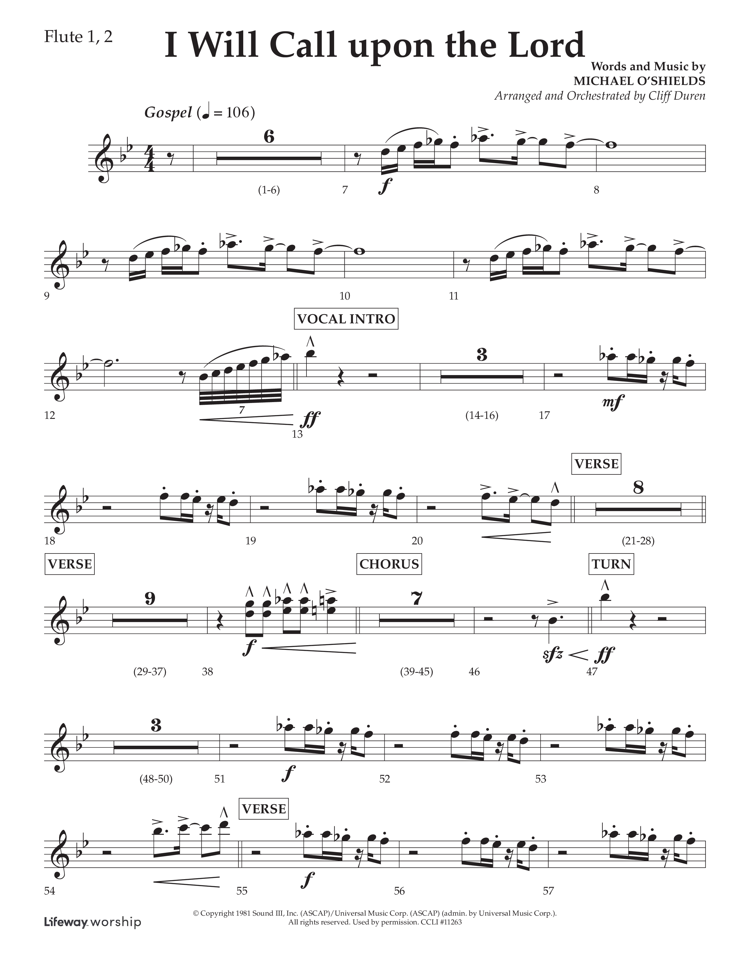 I Will Call Upon The Lord (Choral Anthem SATB) Flute 1/2 (Lifeway Choral / Arr. Cliff Duren)