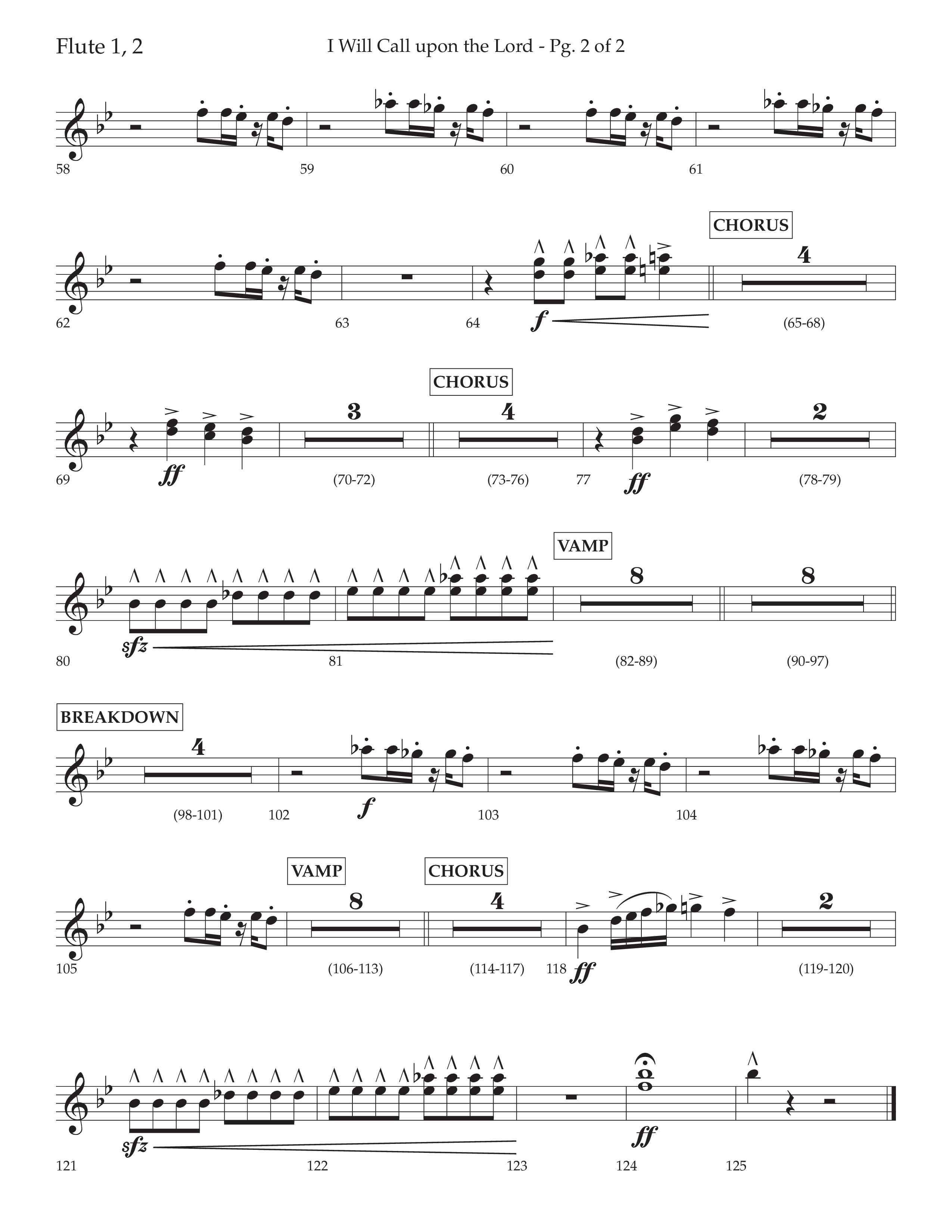 I Will Call Upon The Lord (Choral Anthem SATB) Flute 1/2 (Lifeway Choral / Arr. Cliff Duren)