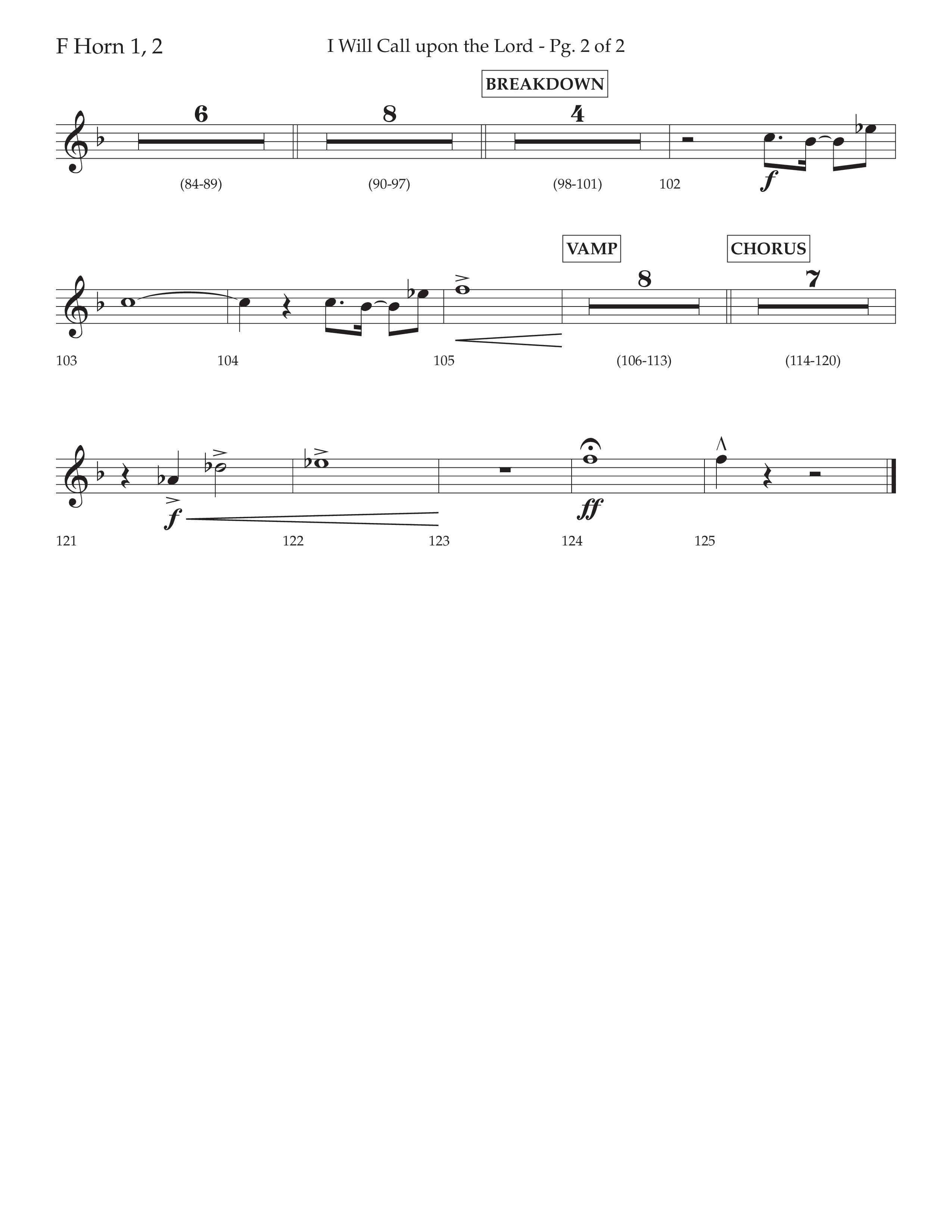 I Will Call Upon The Lord (Choral Anthem SATB) French Horn 1/2 (Lifeway Choral / Arr. Cliff Duren)
