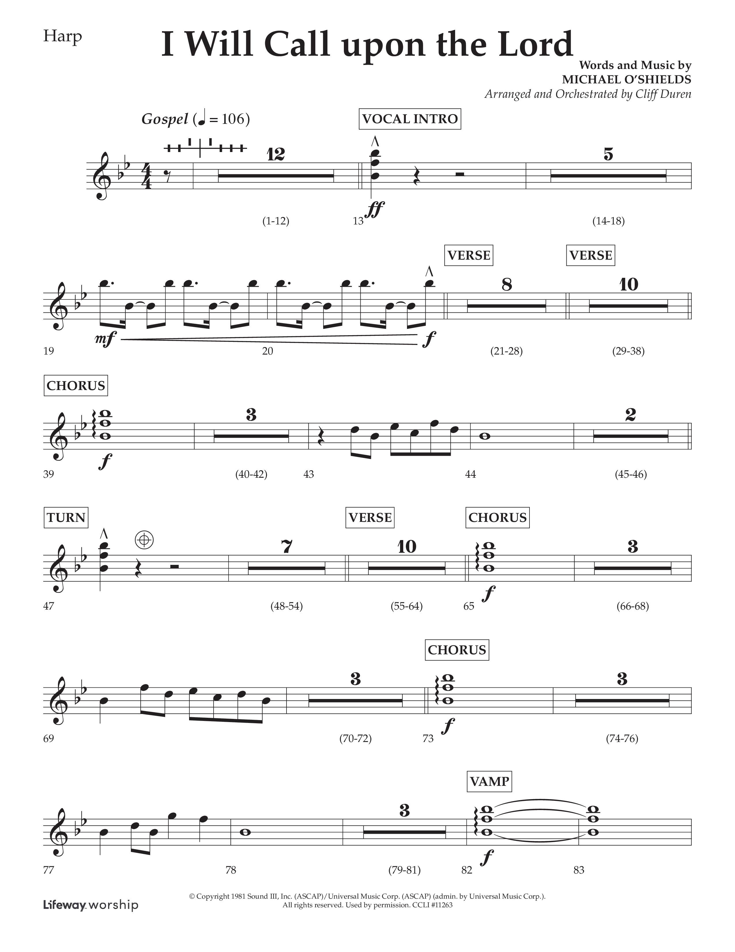 I Will Call Upon The Lord (Choral Anthem SATB) Harp (Lifeway Choral / Arr. Cliff Duren)