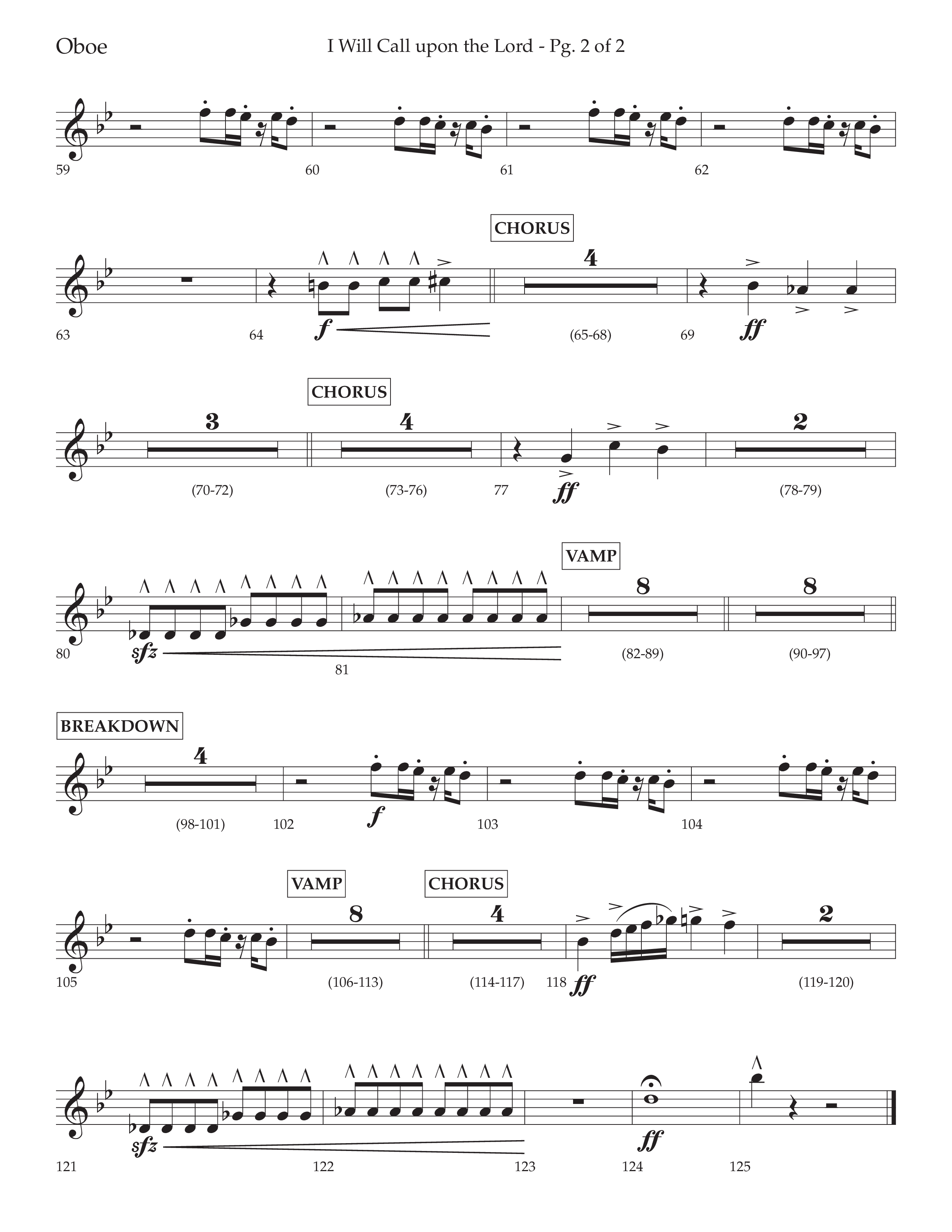 I Will Call Upon The Lord (Choral Anthem SATB) Oboe (Lifeway Choral / Arr. Cliff Duren)