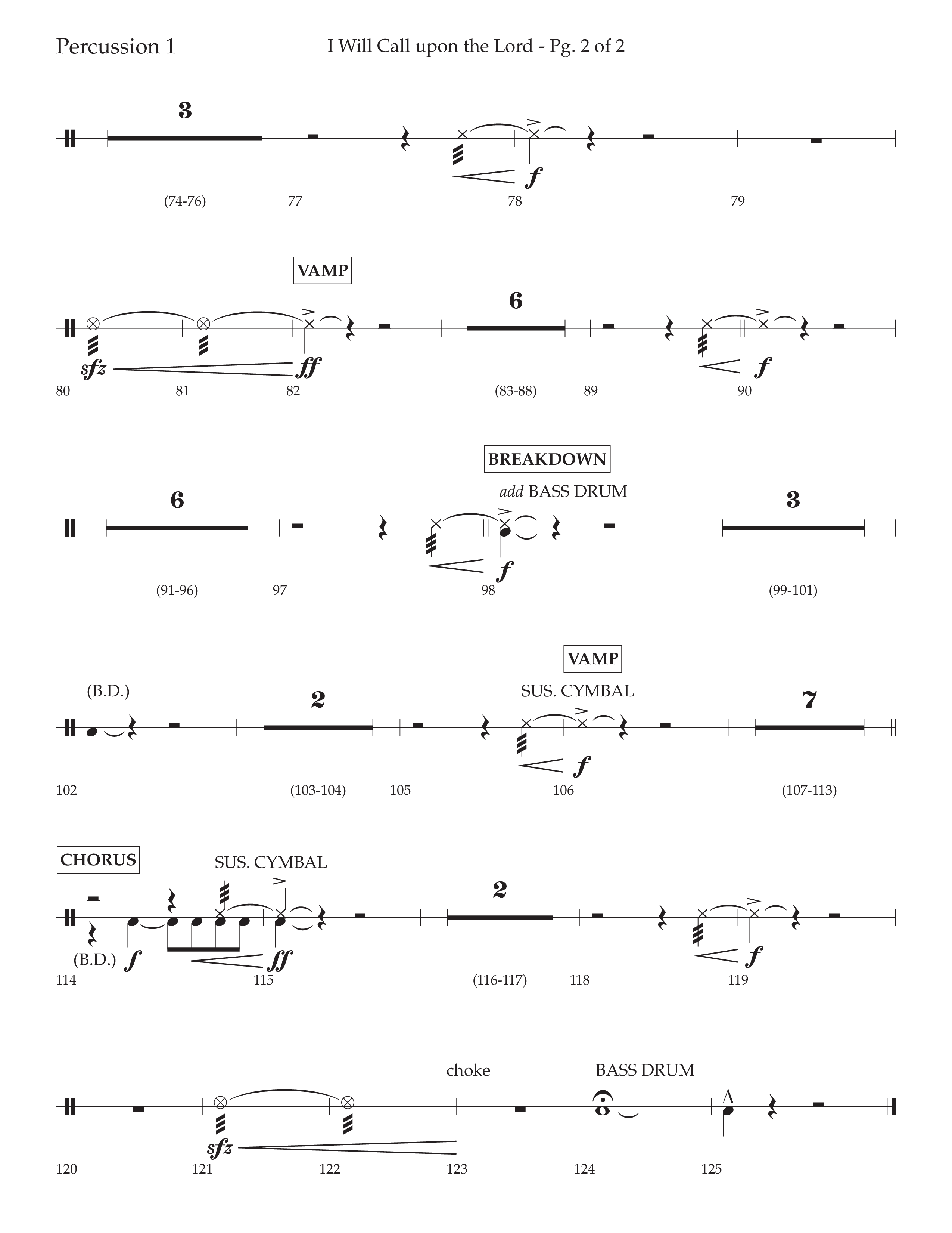 I Will Call Upon The Lord (Choral Anthem SATB) Percussion (Lifeway Choral / Arr. Cliff Duren)