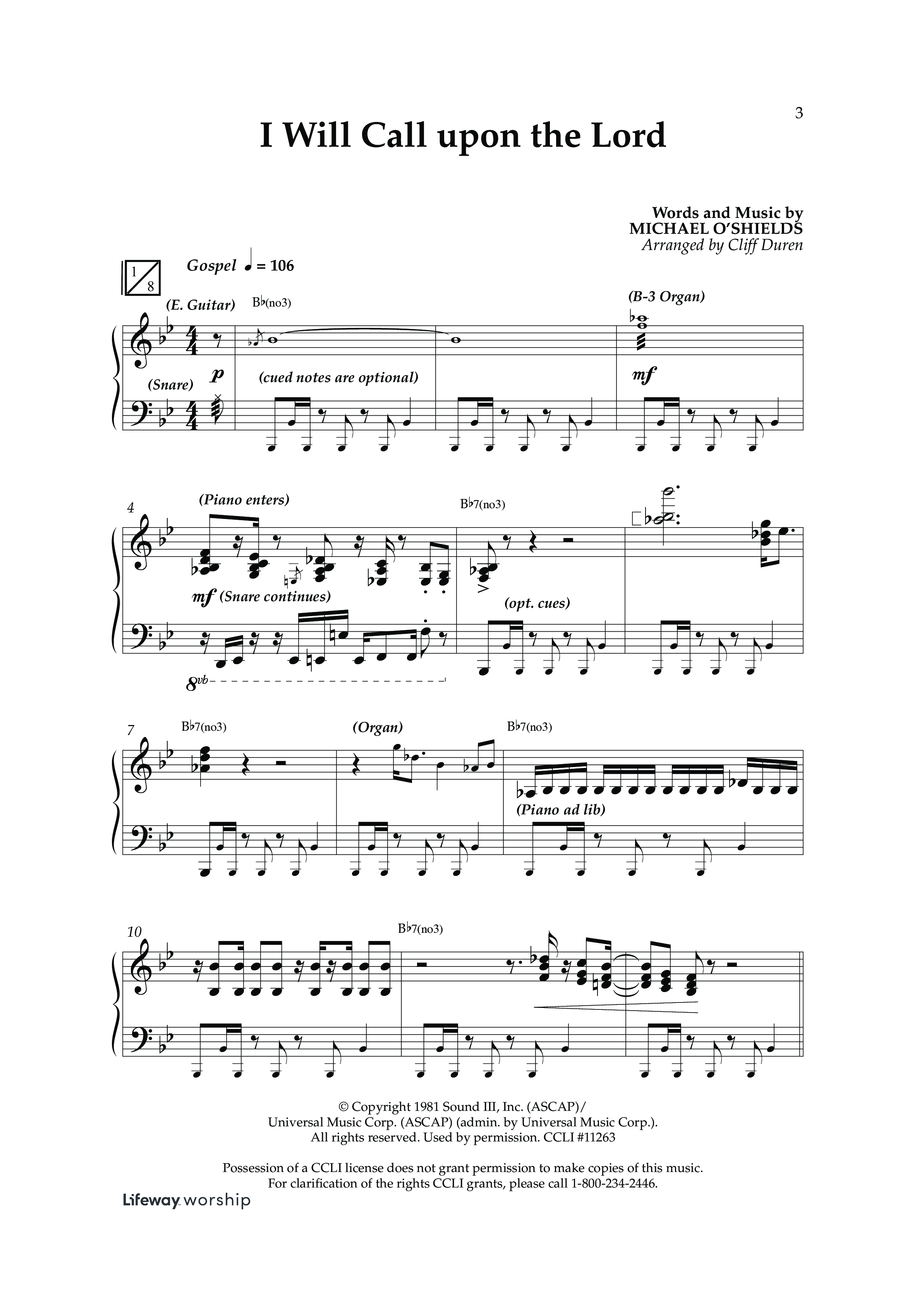 I Will Call Upon The Lord (Choral Anthem SATB) Anthem (SATB/Piano) (Lifeway Choral / Arr. Cliff Duren)