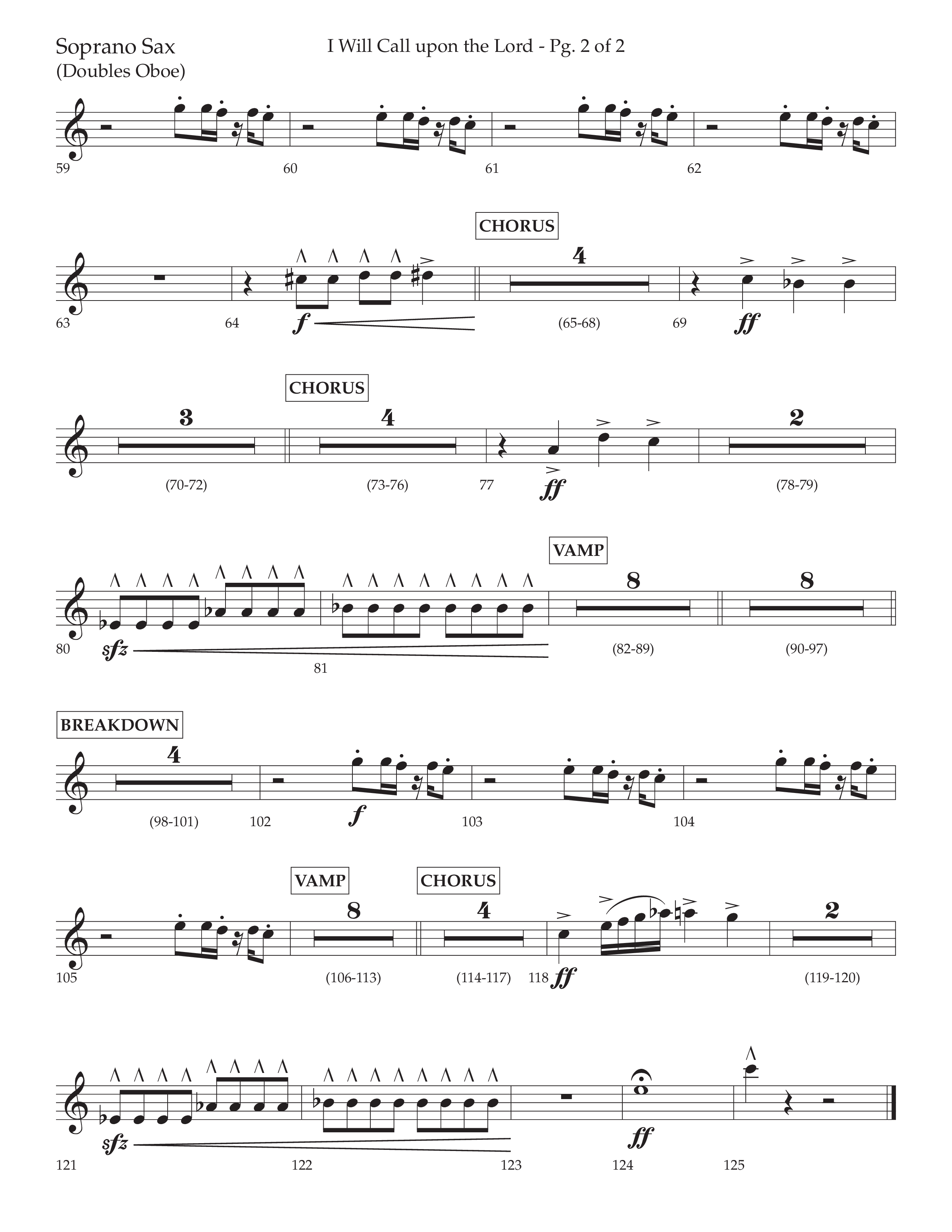 I Will Call Upon The Lord (Choral Anthem SATB) Soprano Sax (Lifeway Choral / Arr. Cliff Duren)