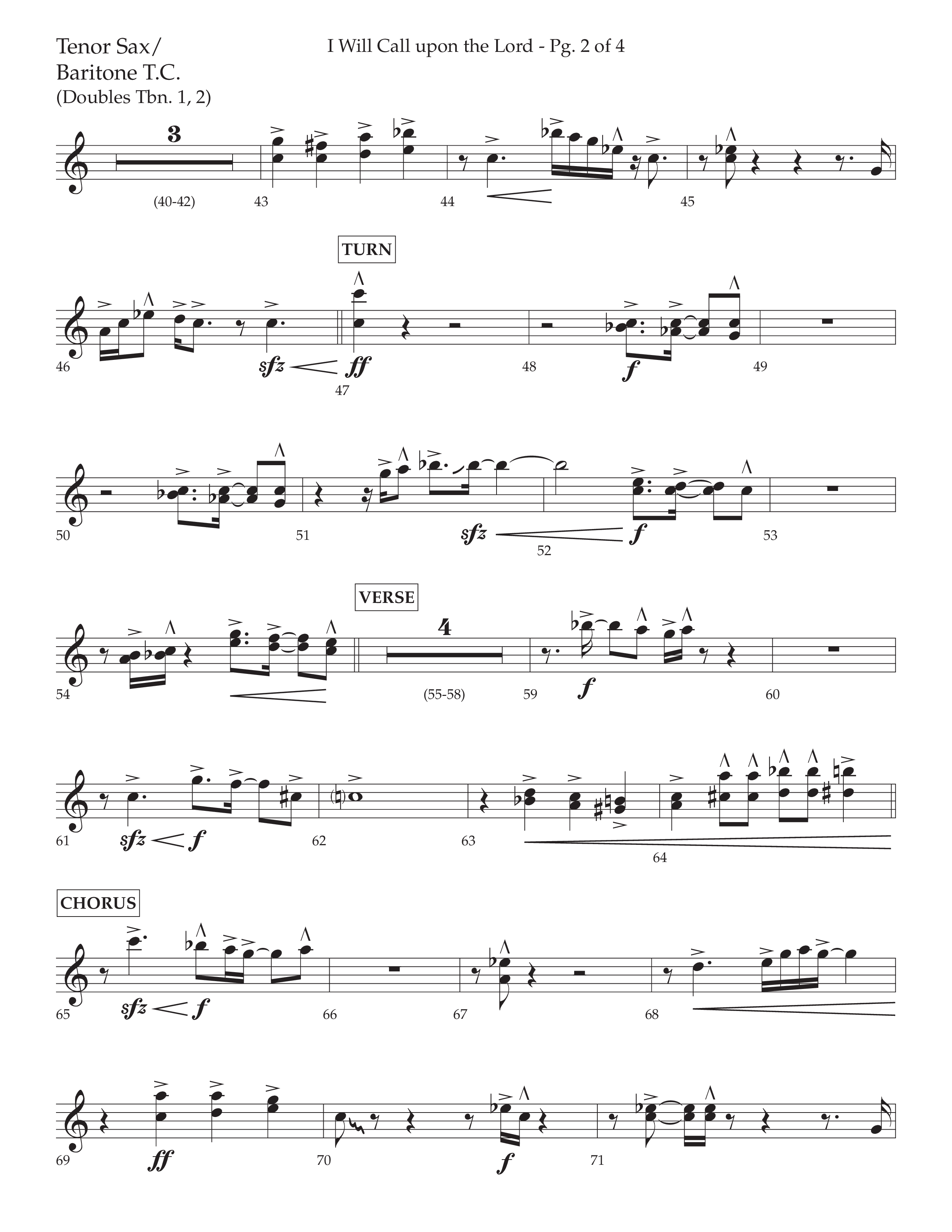 I Will Call Upon The Lord (Choral Anthem SATB) Tenor Sax/Baritone T.C. (Lifeway Choral / Arr. Cliff Duren)