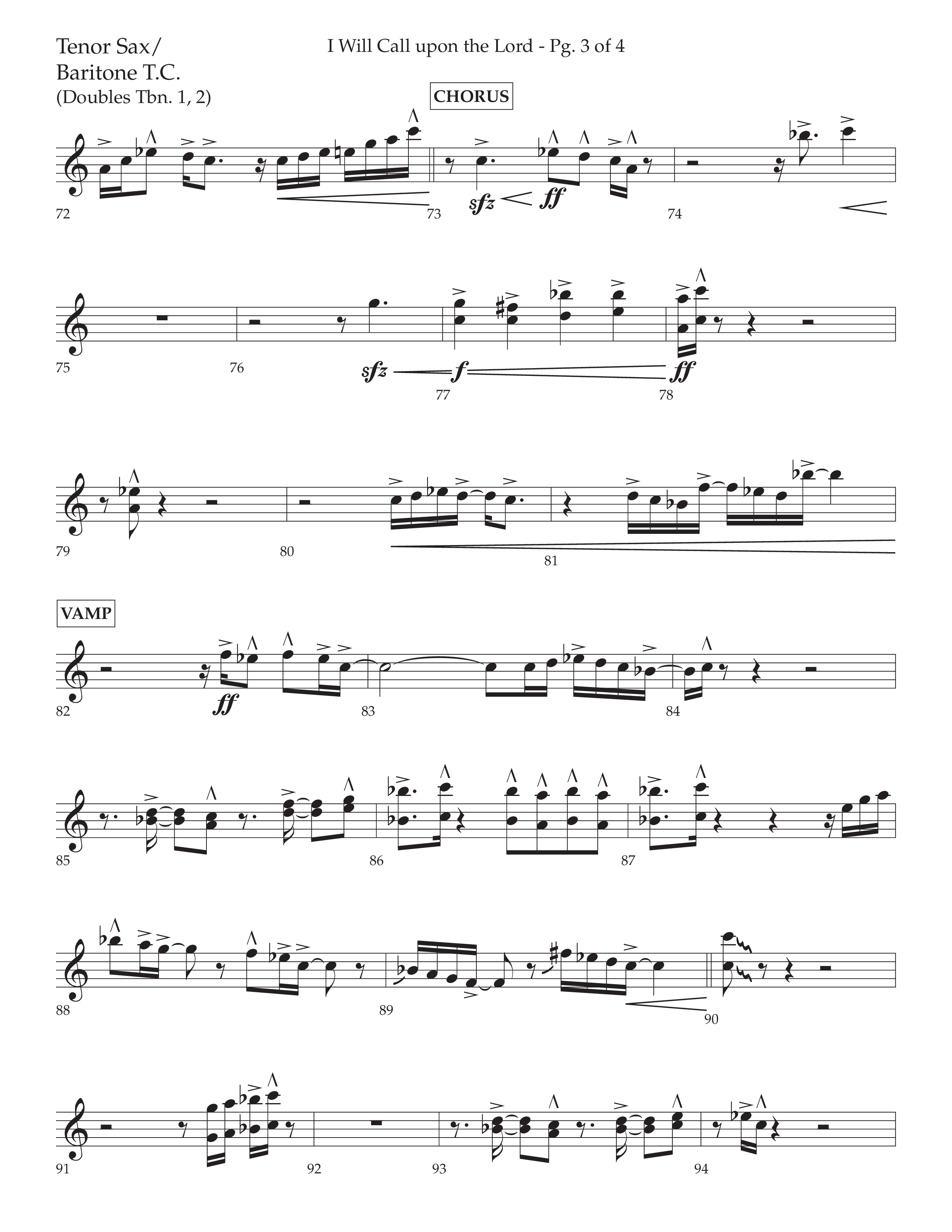 I Will Call Upon The Lord (Choral Anthem SATB) Tenor Sax/Baritone T.C. (Lifeway Choral / Arr. Cliff Duren)