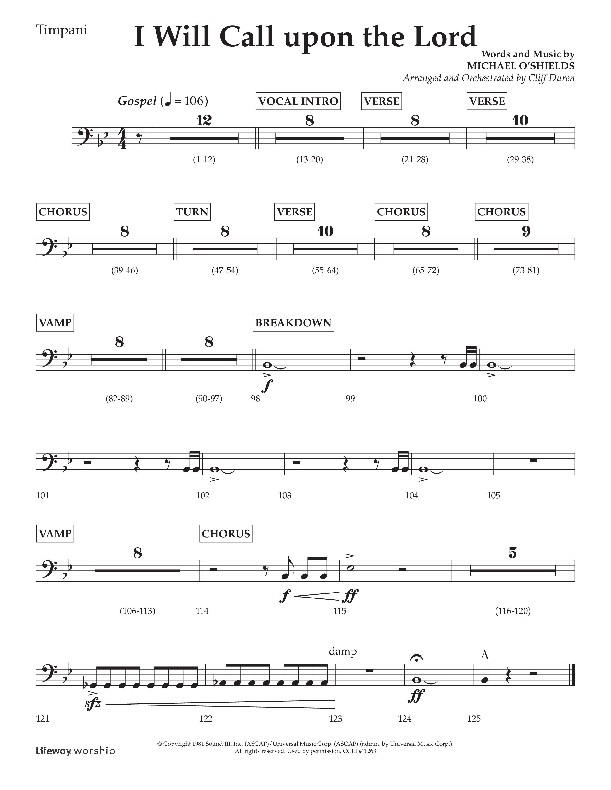 I Will Call Upon The Lord (Choral Anthem SATB) Timpani (Lifeway Choral / Arr. Cliff Duren)