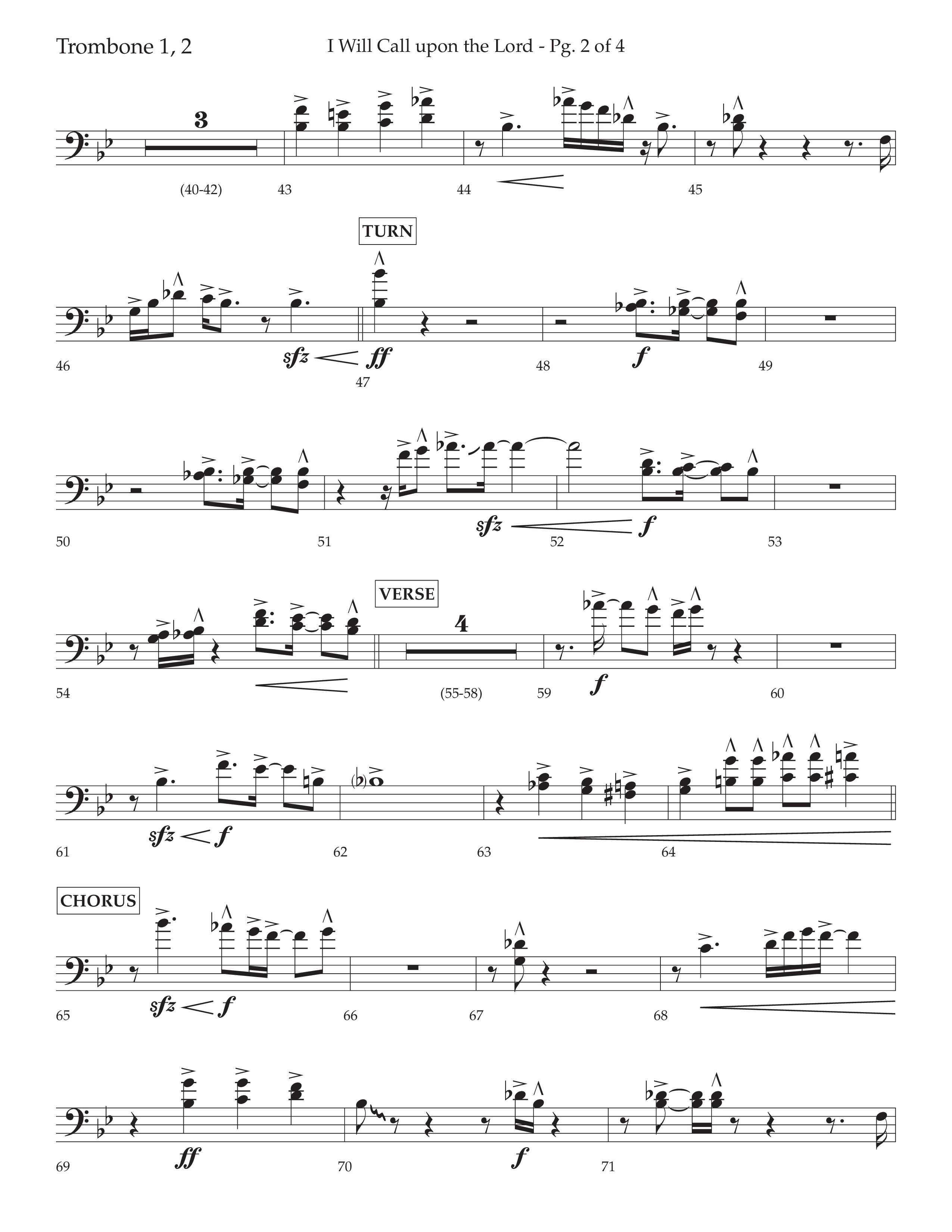 I Will Call Upon The Lord (Choral Anthem SATB) Trombone 1/2 (Lifeway Choral / Arr. Cliff Duren)