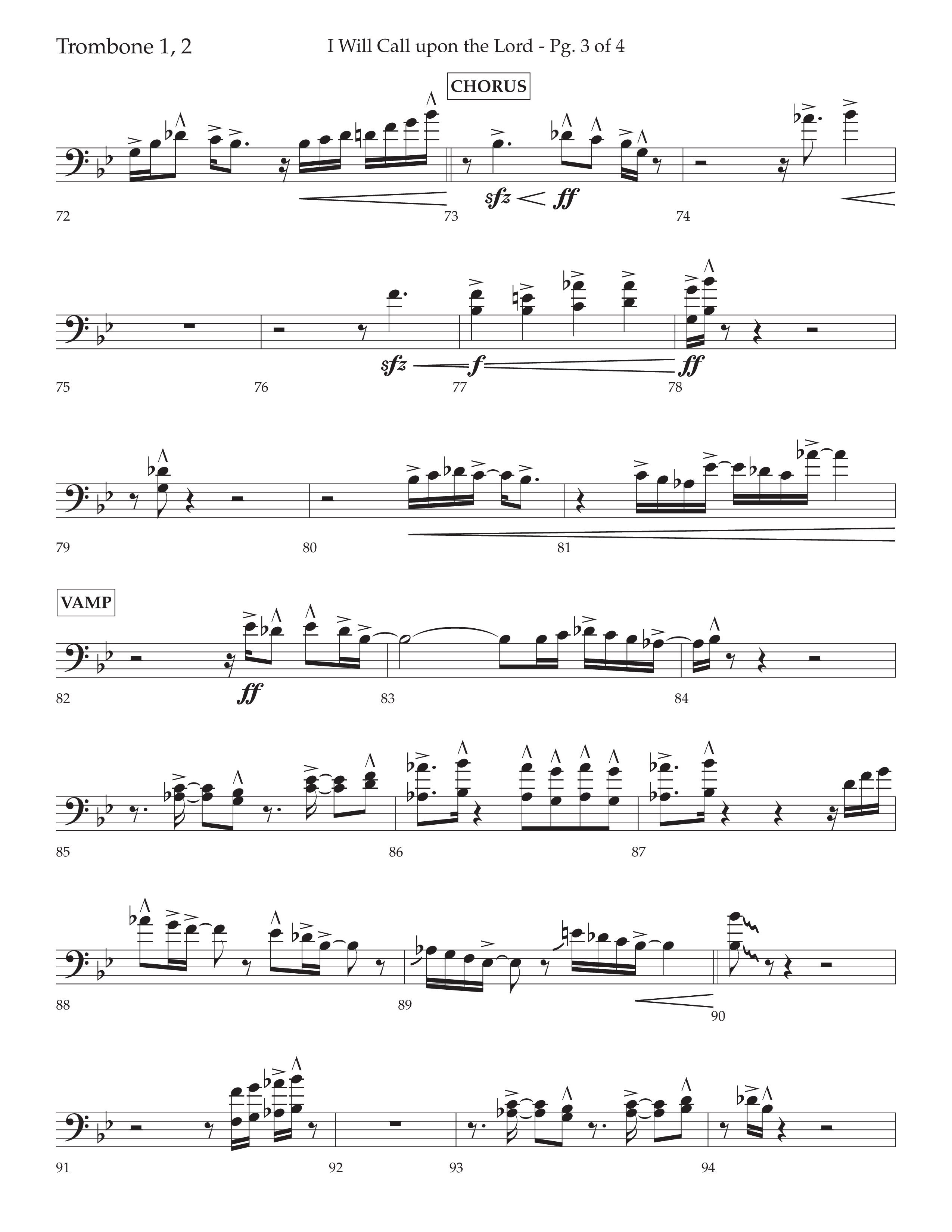 I Will Call Upon The Lord (Choral Anthem SATB) Trombone 1/2 (Lifeway Choral / Arr. Cliff Duren)