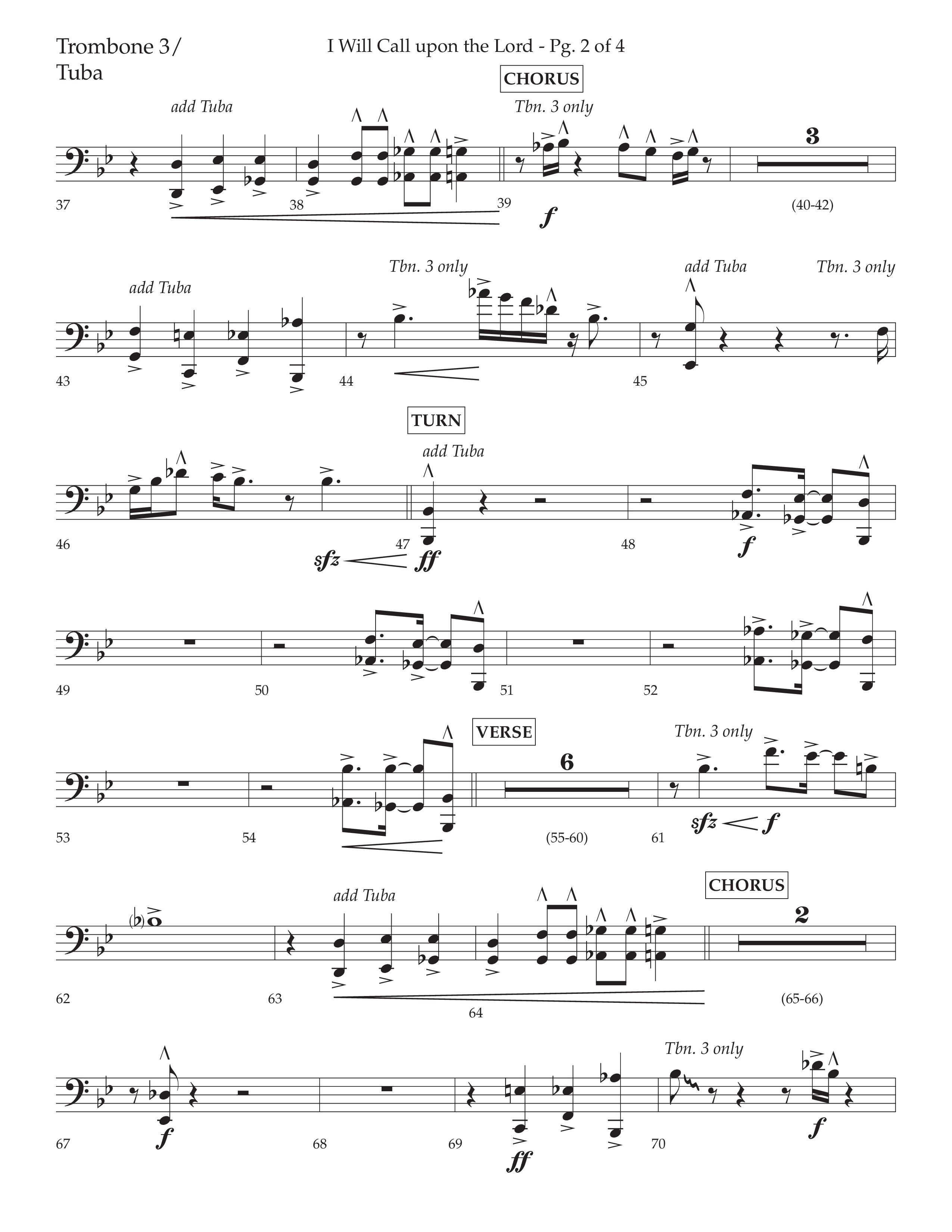 I Will Call Upon The Lord (Choral Anthem SATB) Trombone 3/Tuba (Lifeway Choral / Arr. Cliff Duren)