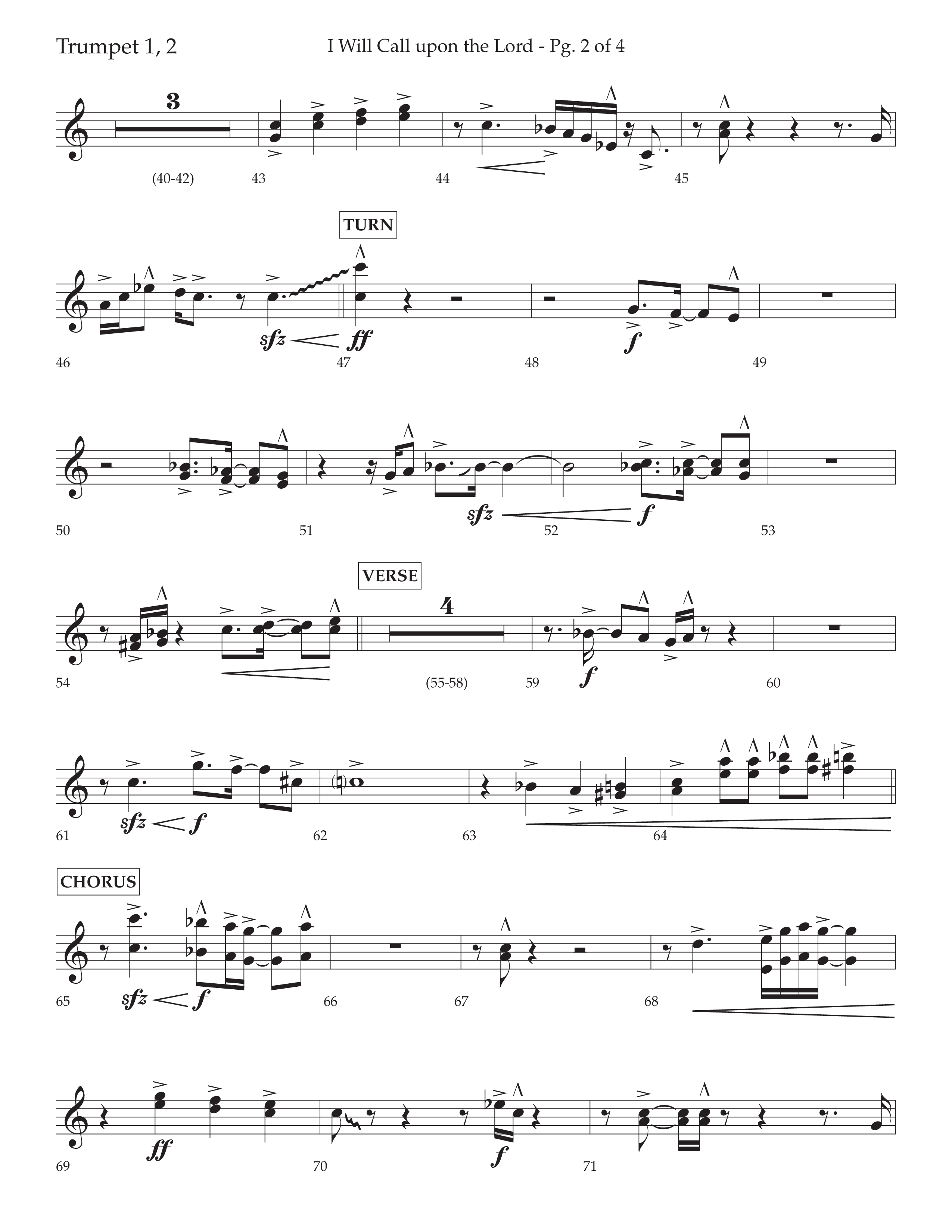 I Will Call Upon The Lord (Choral Anthem SATB) Trumpet 1,2 (Lifeway Choral / Arr. Cliff Duren)