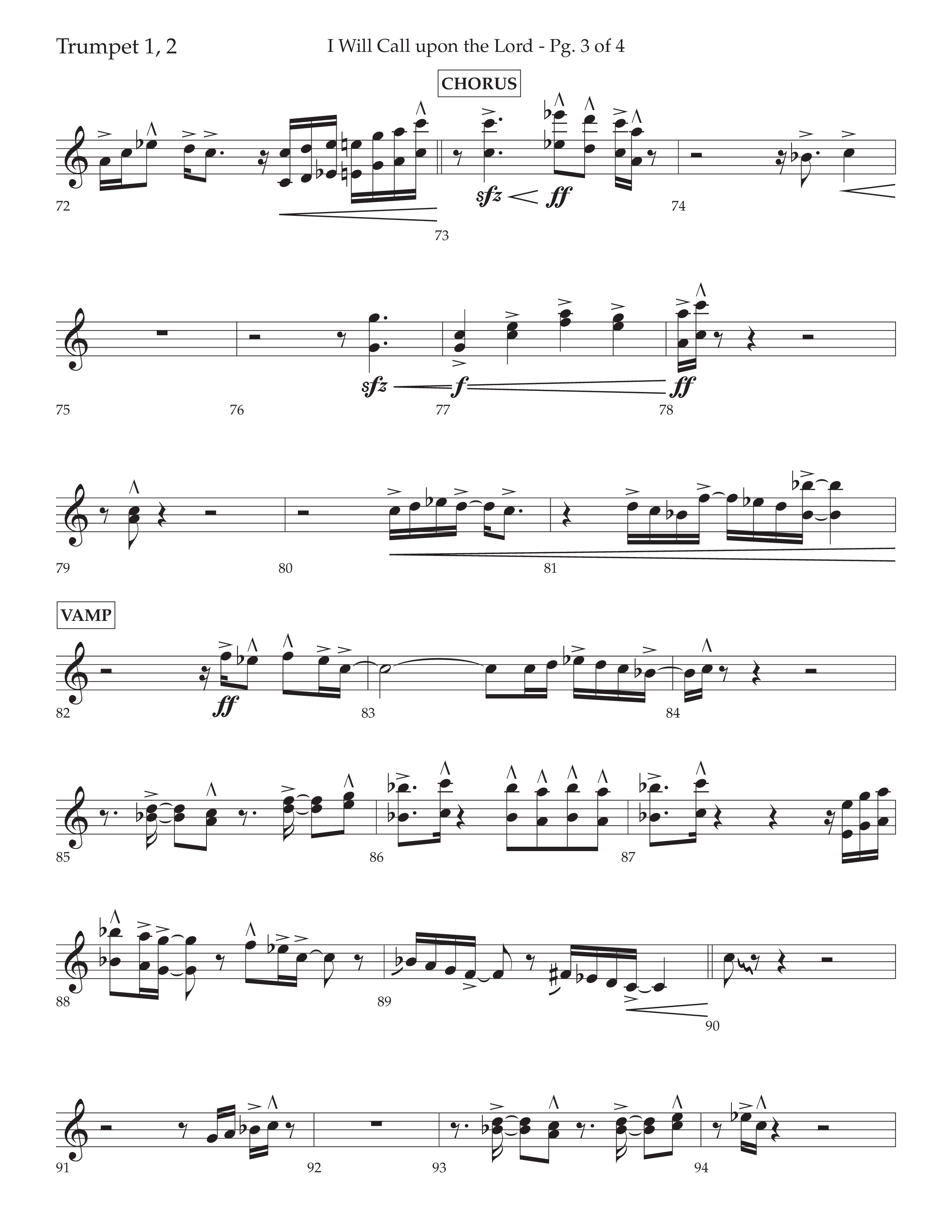 I Will Call Upon The Lord (Choral Anthem SATB) Trumpet 1,2 (Lifeway Choral / Arr. Cliff Duren)