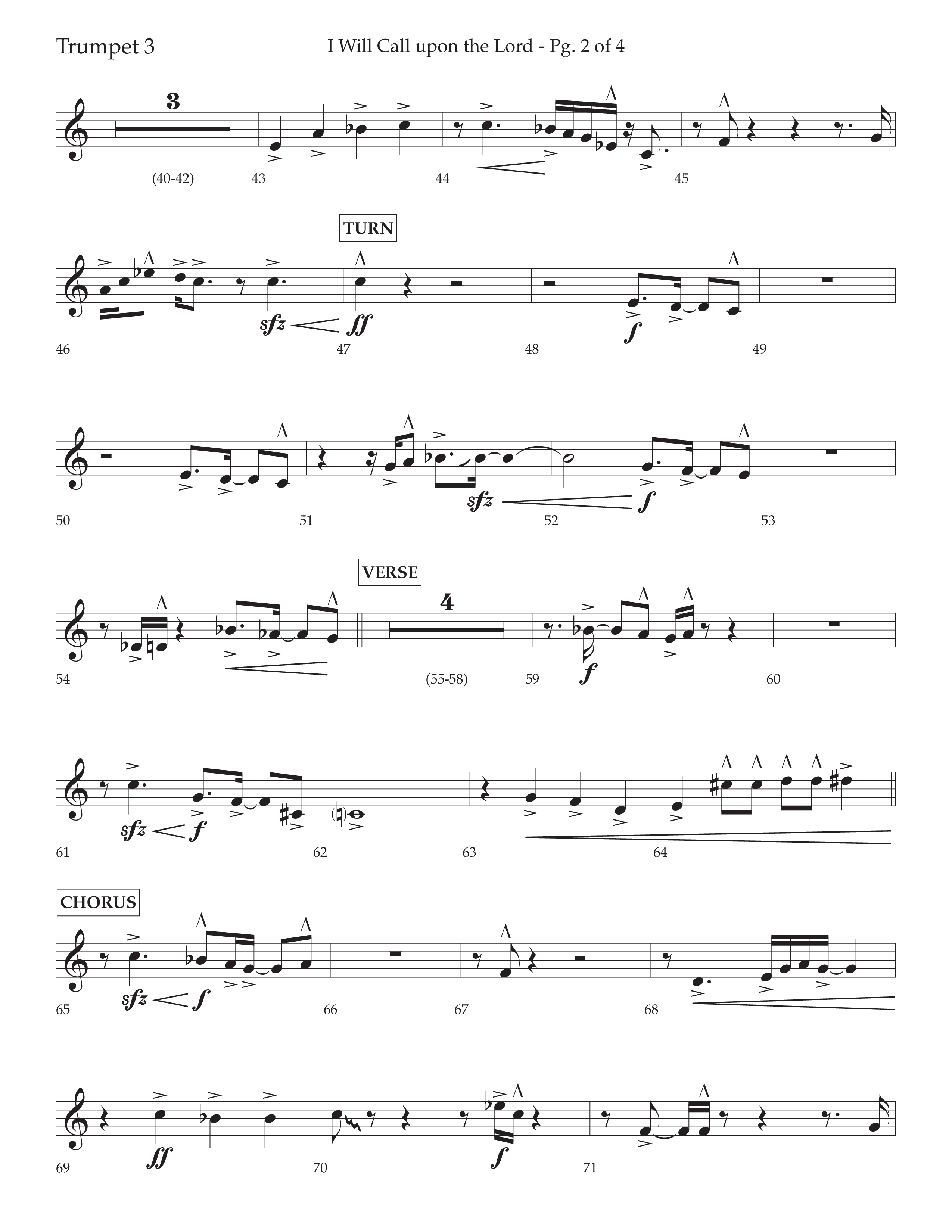 I Will Call Upon The Lord (Choral Anthem SATB) Trumpet 3 (Lifeway Choral / Arr. Cliff Duren)