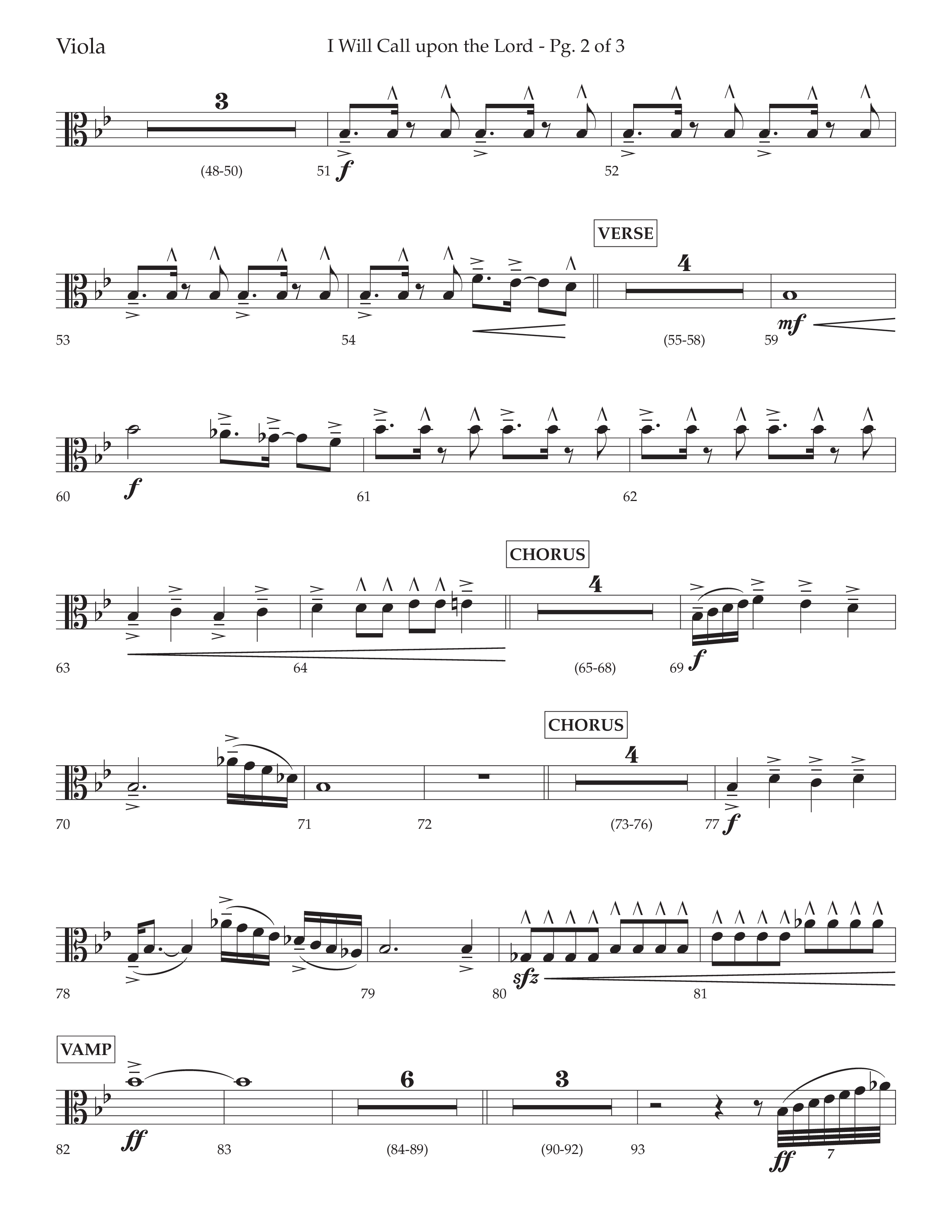 I Will Call Upon The Lord (Choral Anthem SATB) Viola (Lifeway Choral / Arr. Cliff Duren)
