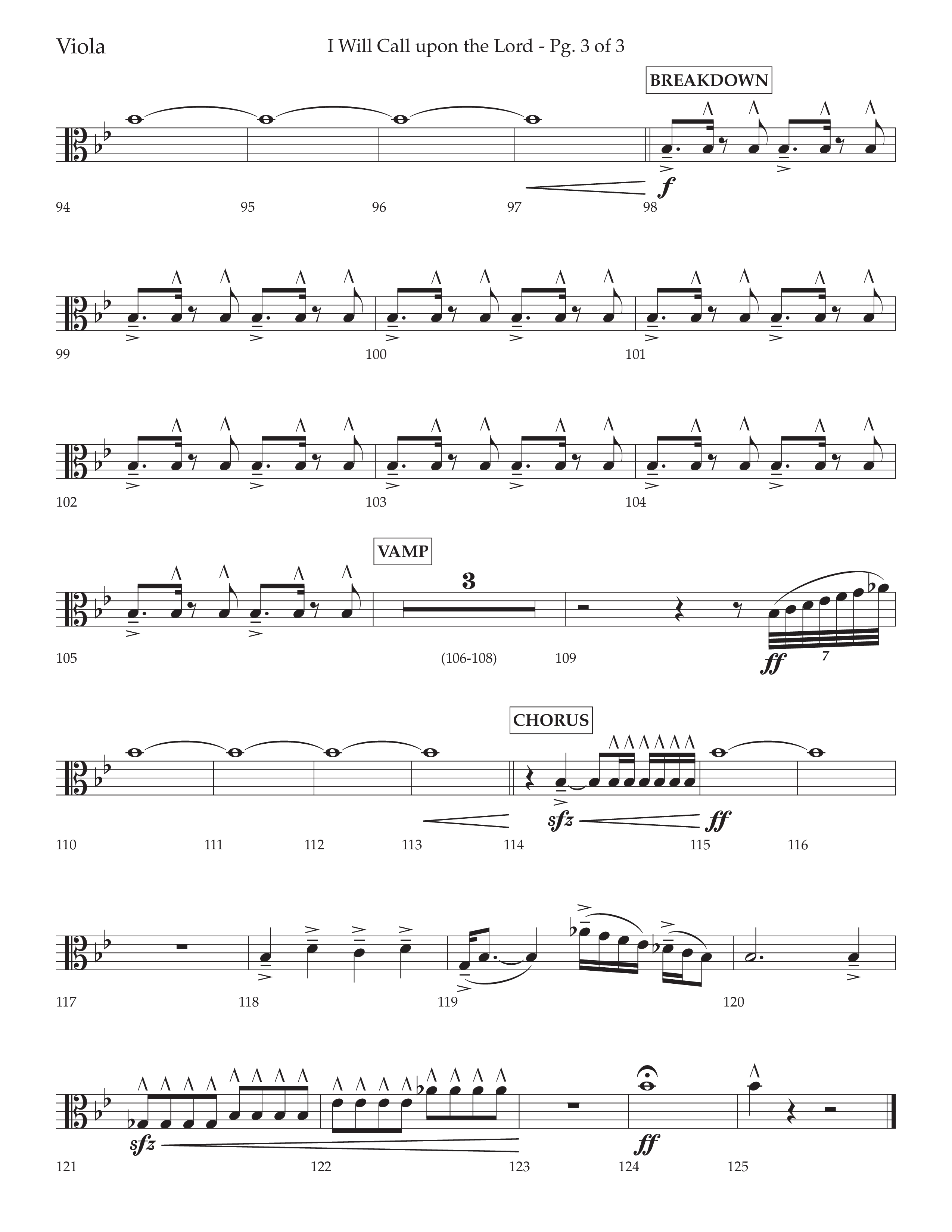 I Will Call Upon The Lord (Choral Anthem SATB) Viola (Lifeway Choral / Arr. Cliff Duren)