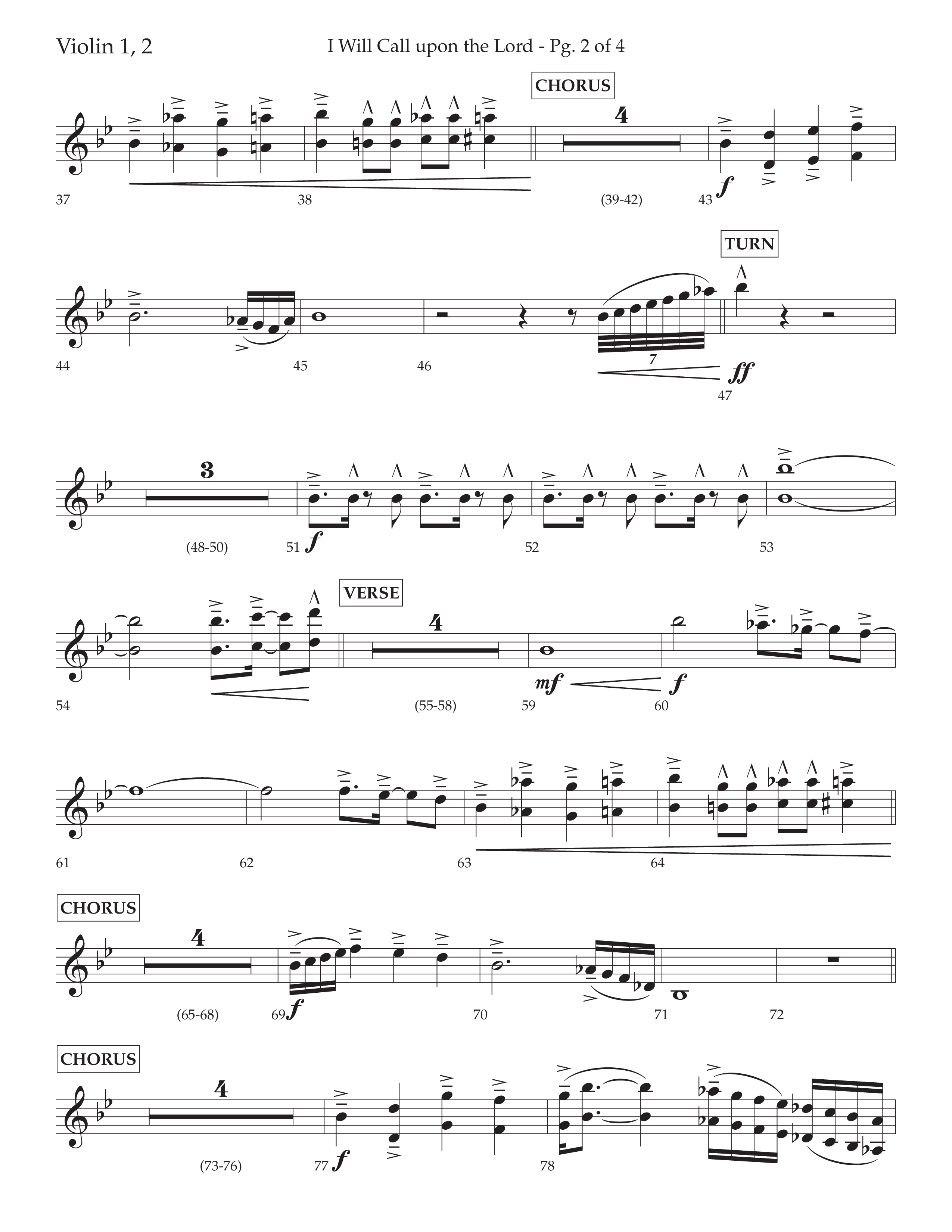 I Will Call Upon The Lord (Choral Anthem SATB) Violin 1/2 (Lifeway Choral / Arr. Cliff Duren)