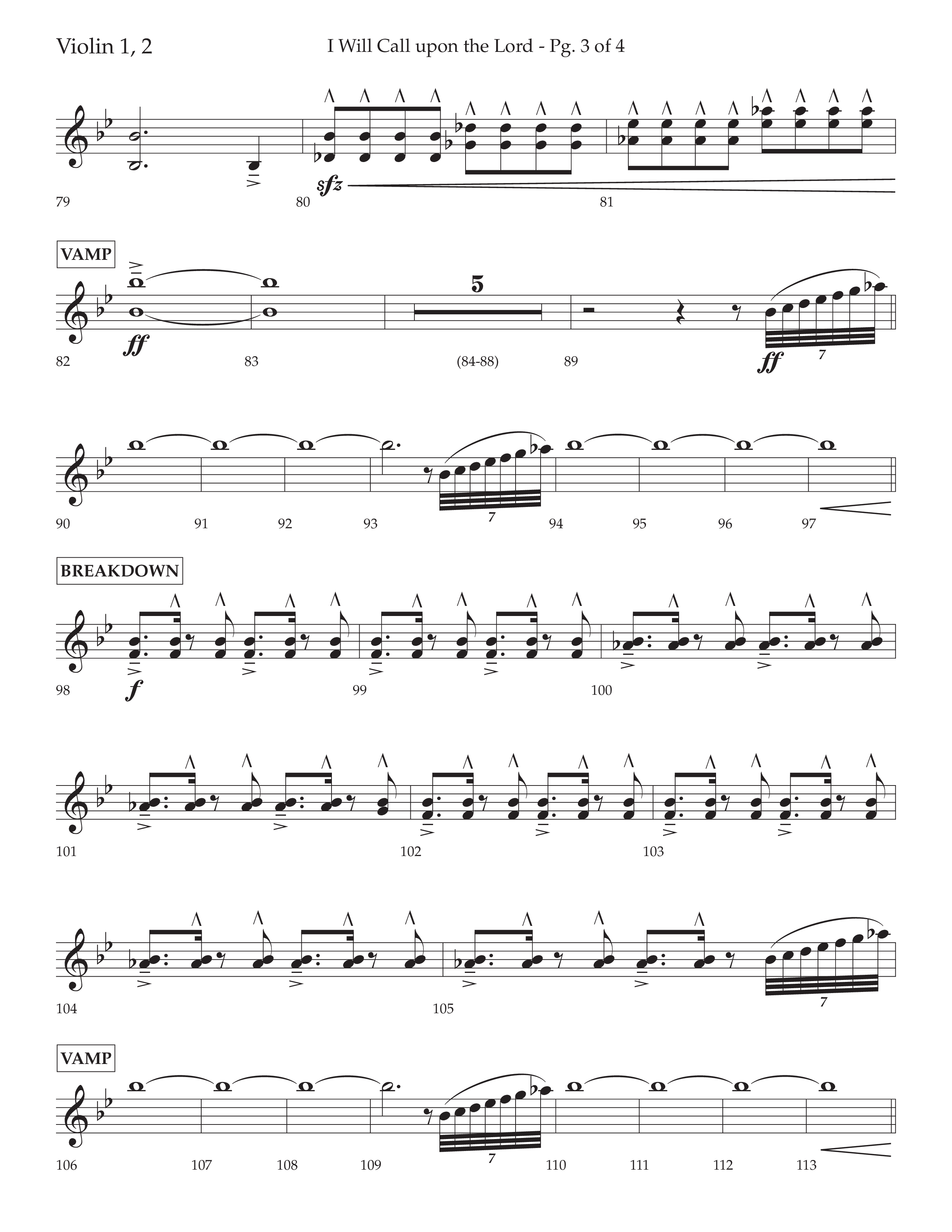 I Will Call Upon The Lord (Choral Anthem SATB) Violin 1/2 (Lifeway Choral / Arr. Cliff Duren)