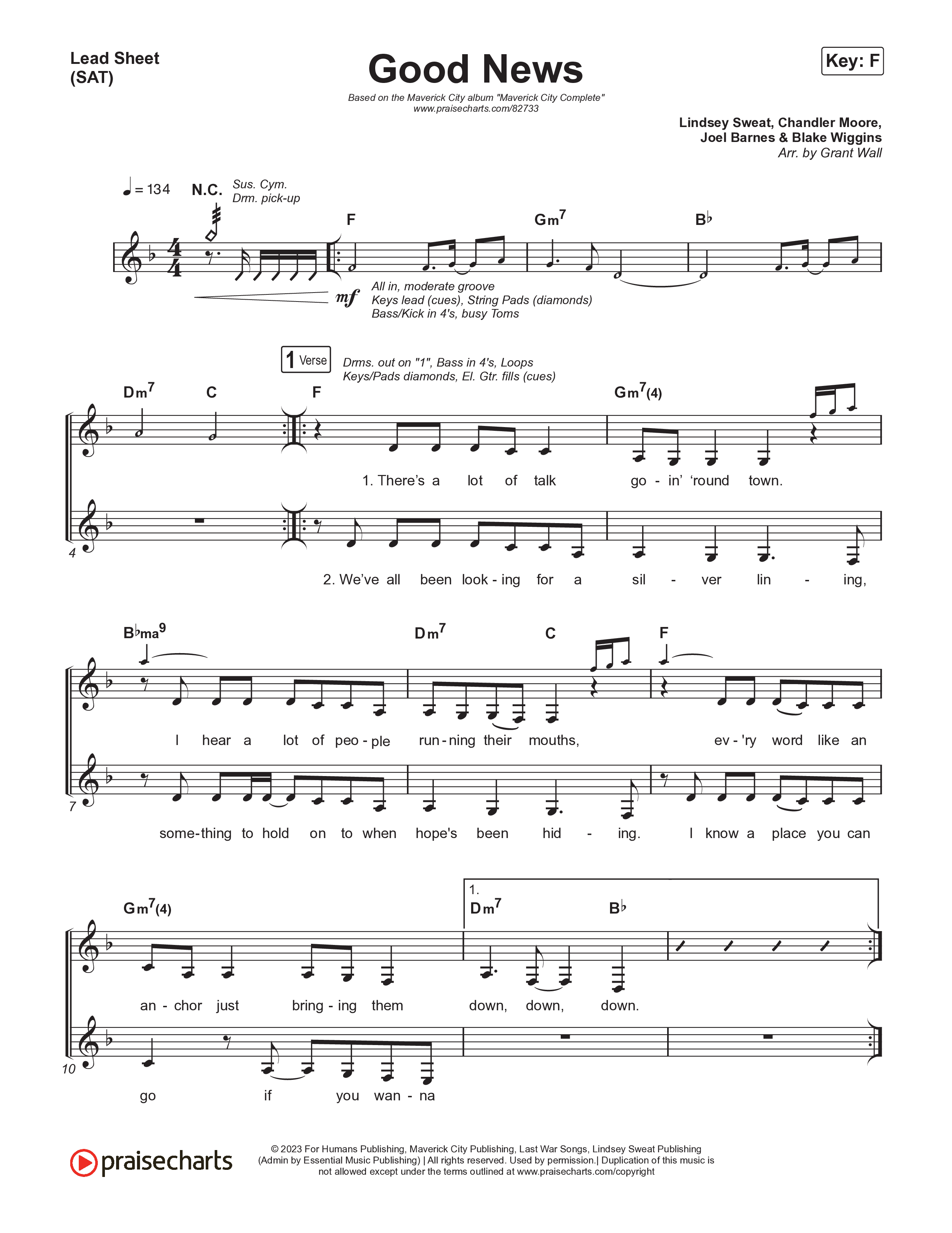 Good News Lead Sheet (SAT) (Maverick City Music / Todd Galberth)