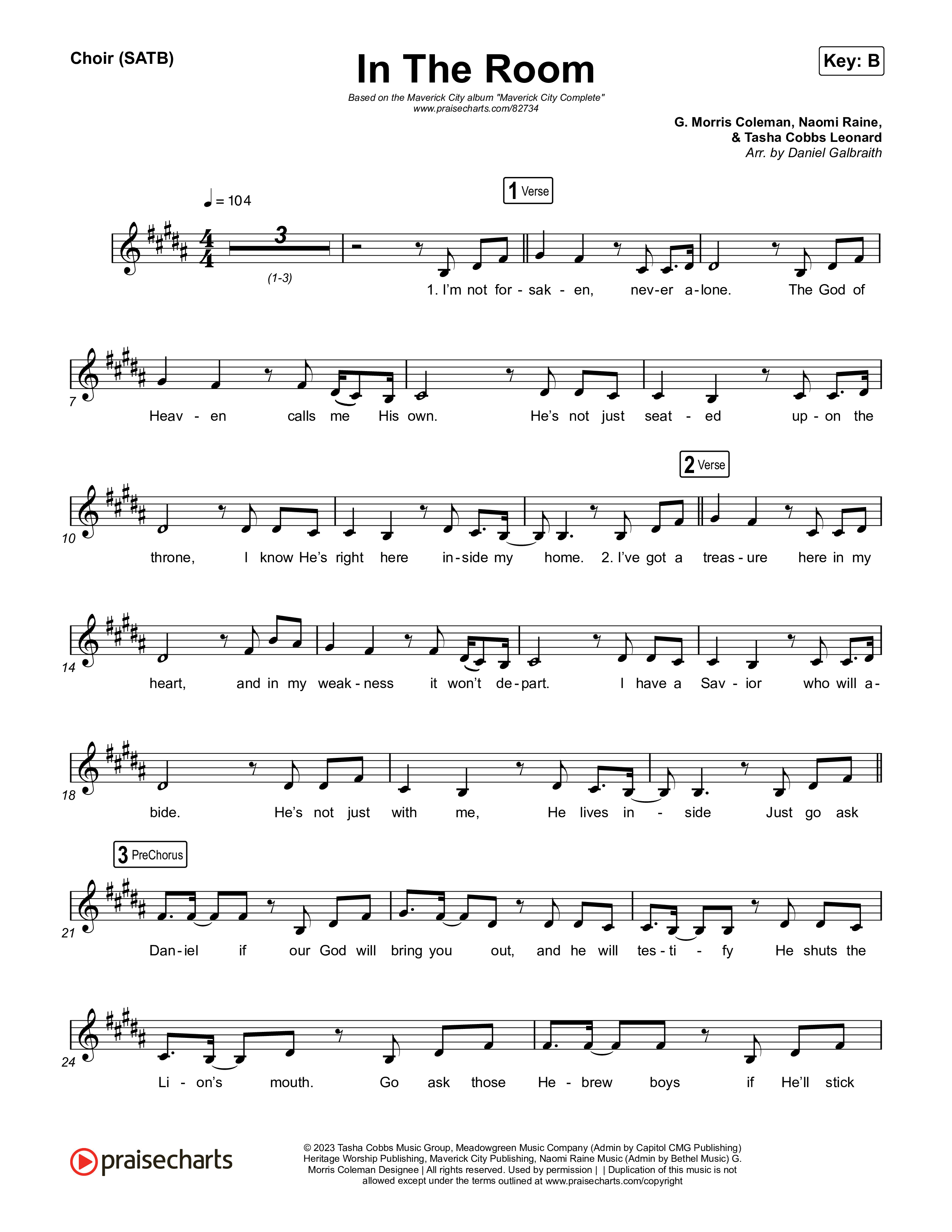 In The Room Choir Sheet (SATB) (Maverick City Music / Tasha Cobbs Leonard)
