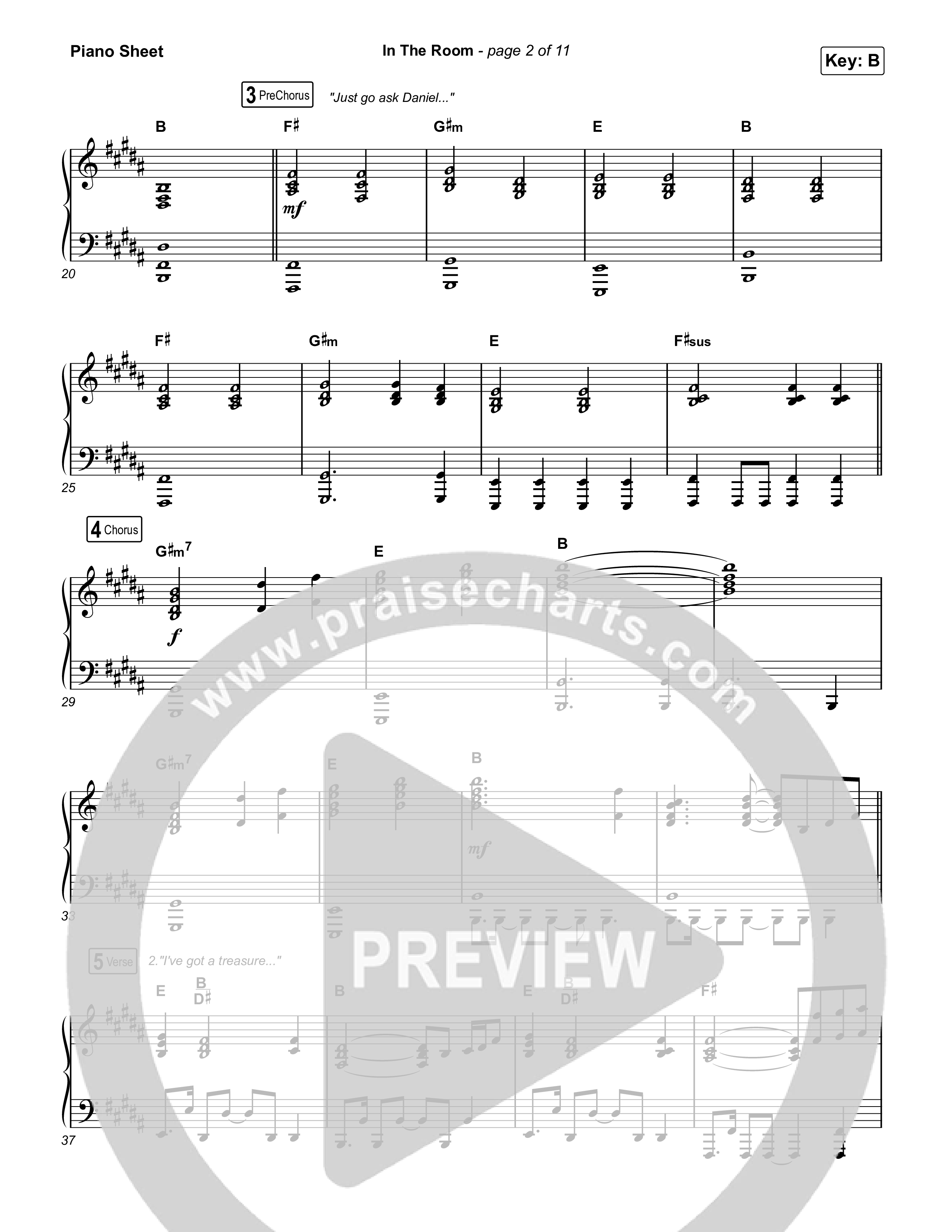 In The Room Piano Sheet (Maverick City Music / Tasha Cobbs Leonard)