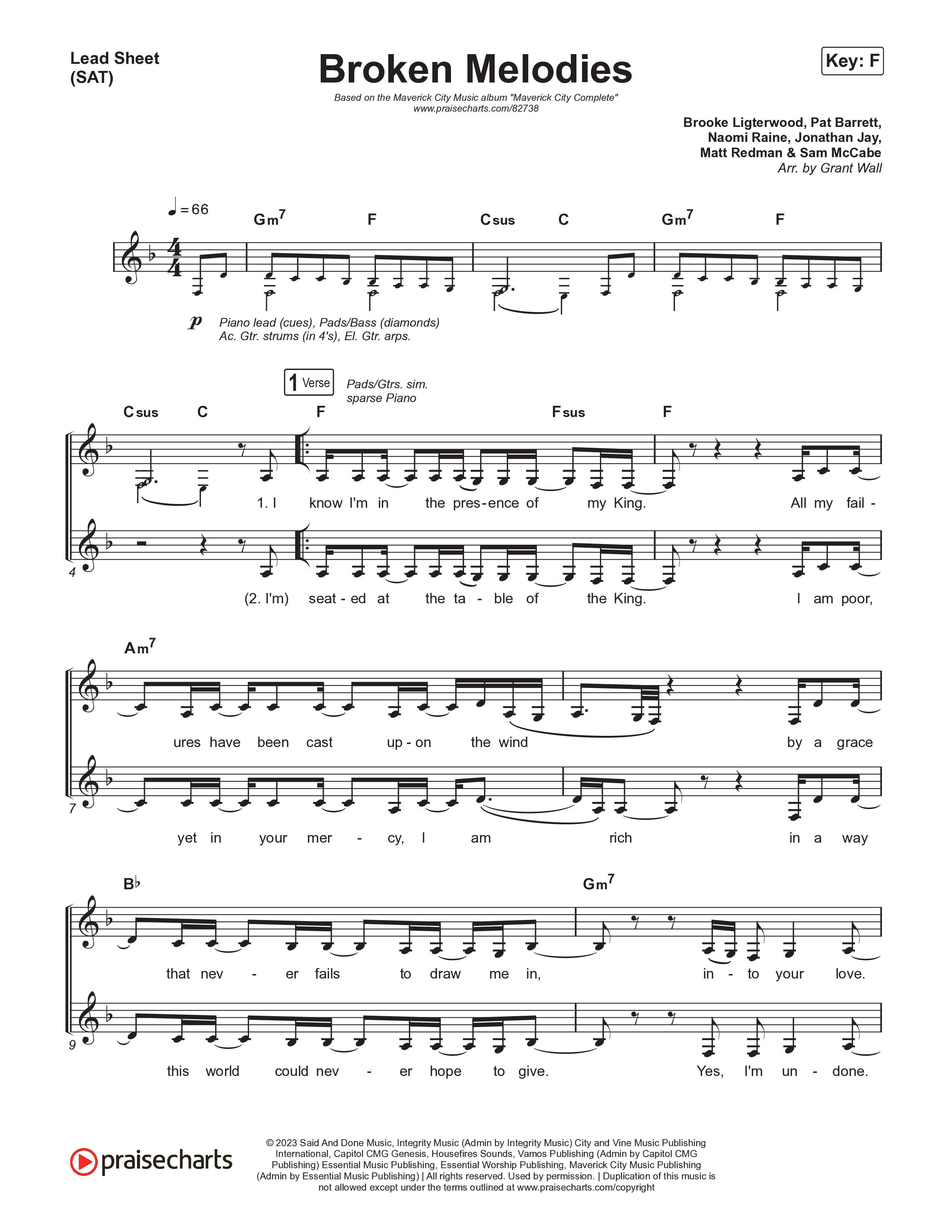 Broken Melodies Lead Sheet (SAT) (Maverick City Music / Roosevelt Stewart)