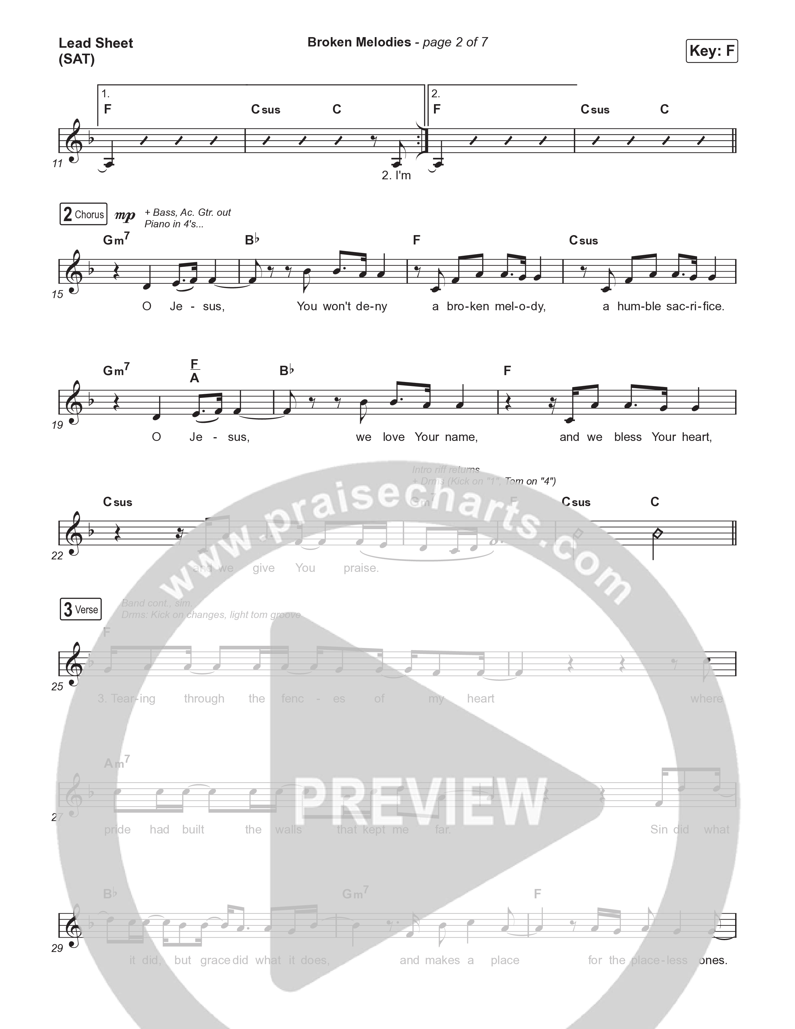 Broken Melodies Lead Sheet (SAT) (Maverick City Music / Roosevelt Stewart)