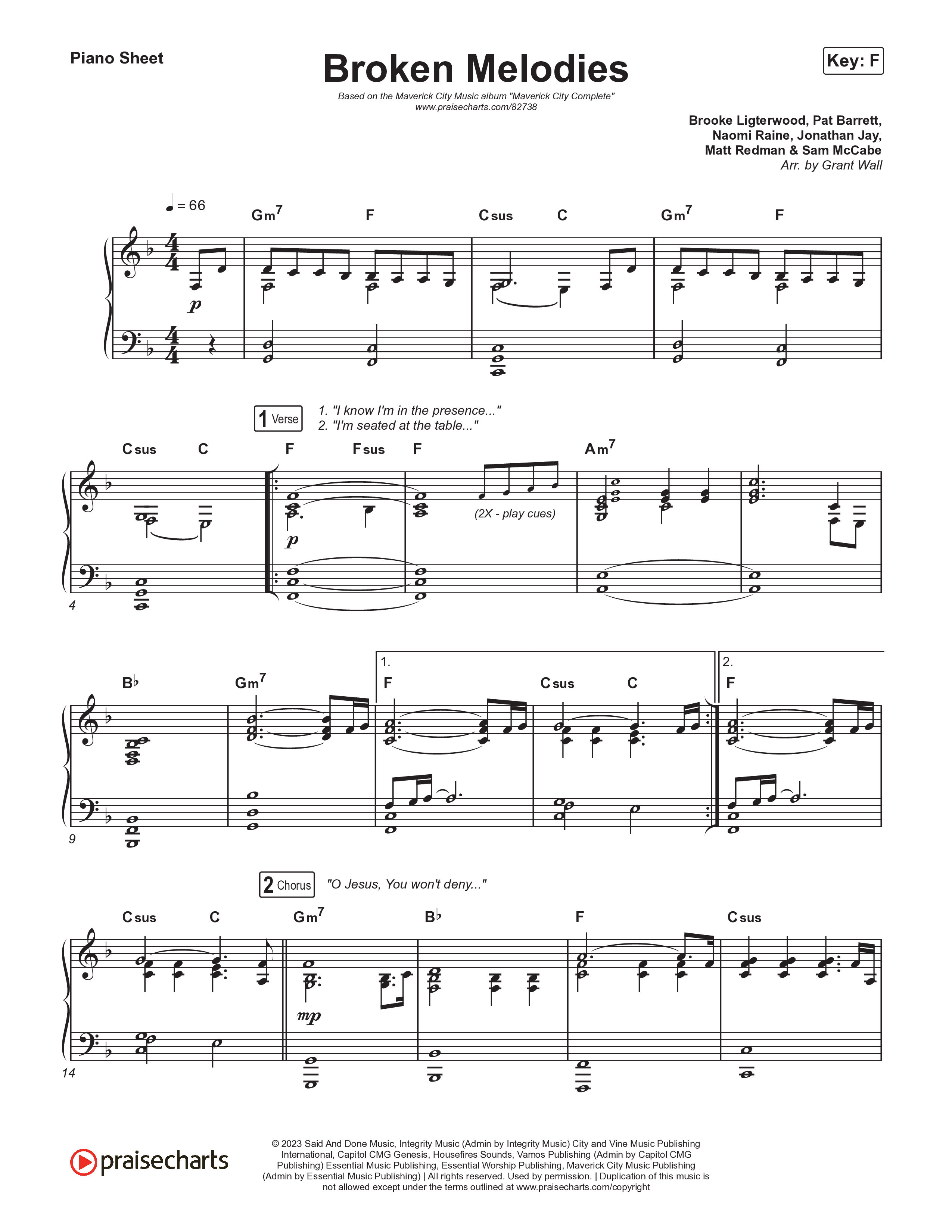 Broken Melodies Piano Sheet (Maverick City Music / Roosevelt Stewart)