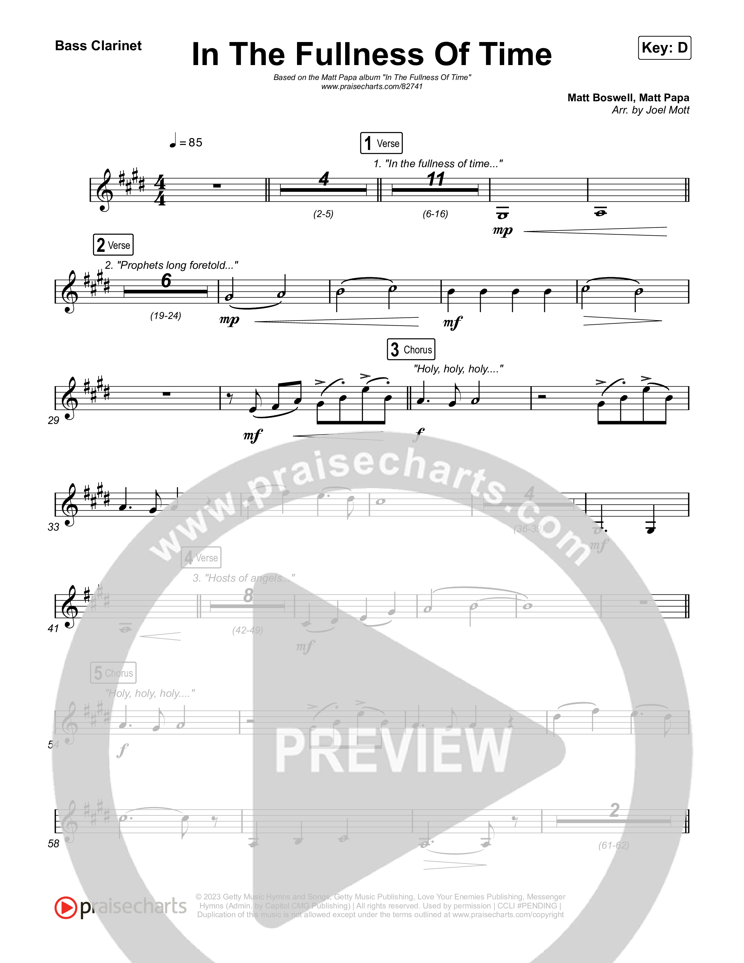 In The Fullness Of Time Bass Clarinet (Matt Papa / Matt Boswell)