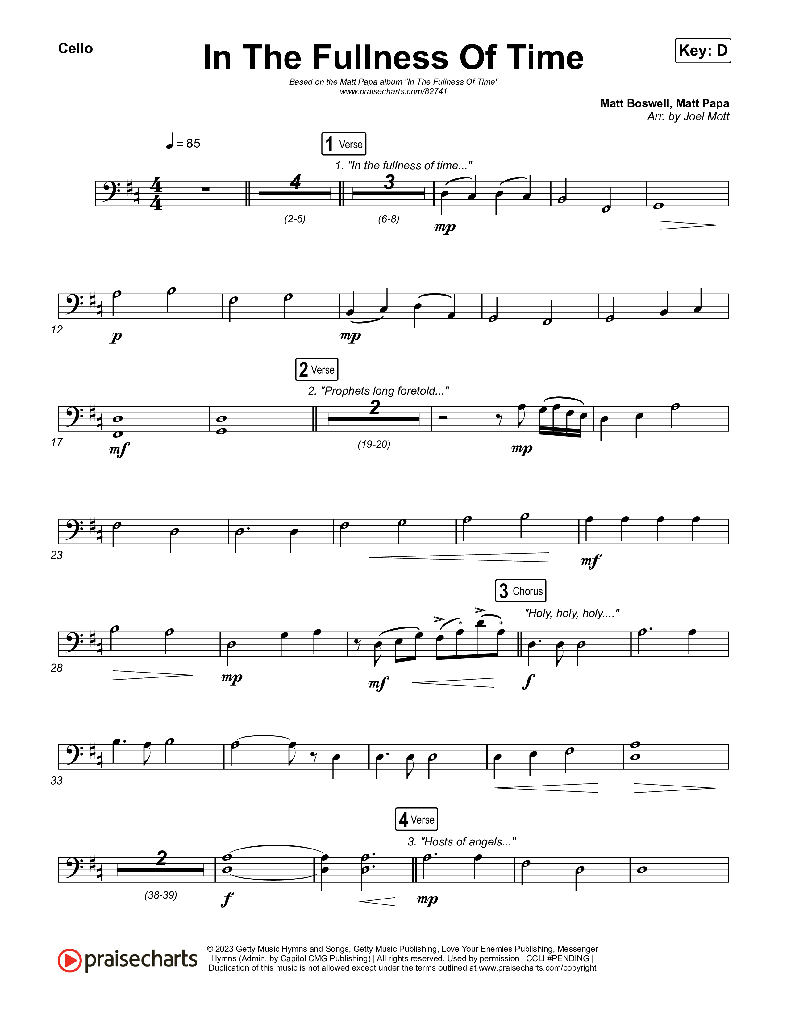 In The Fullness Of Time Cello (Matt Papa / Matt Boswell)