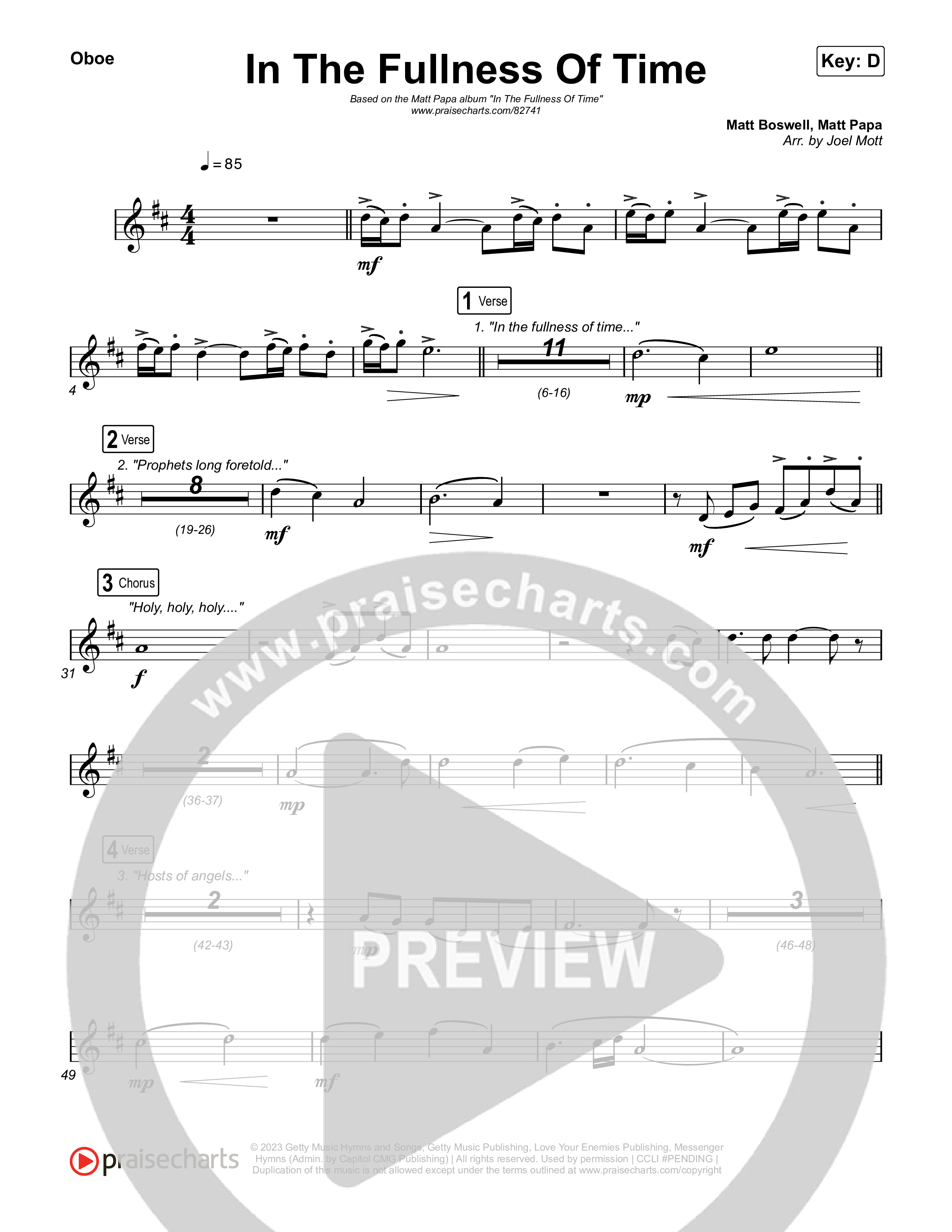 In The Fullness Of Time Oboe (Matt Papa / Matt Boswell)