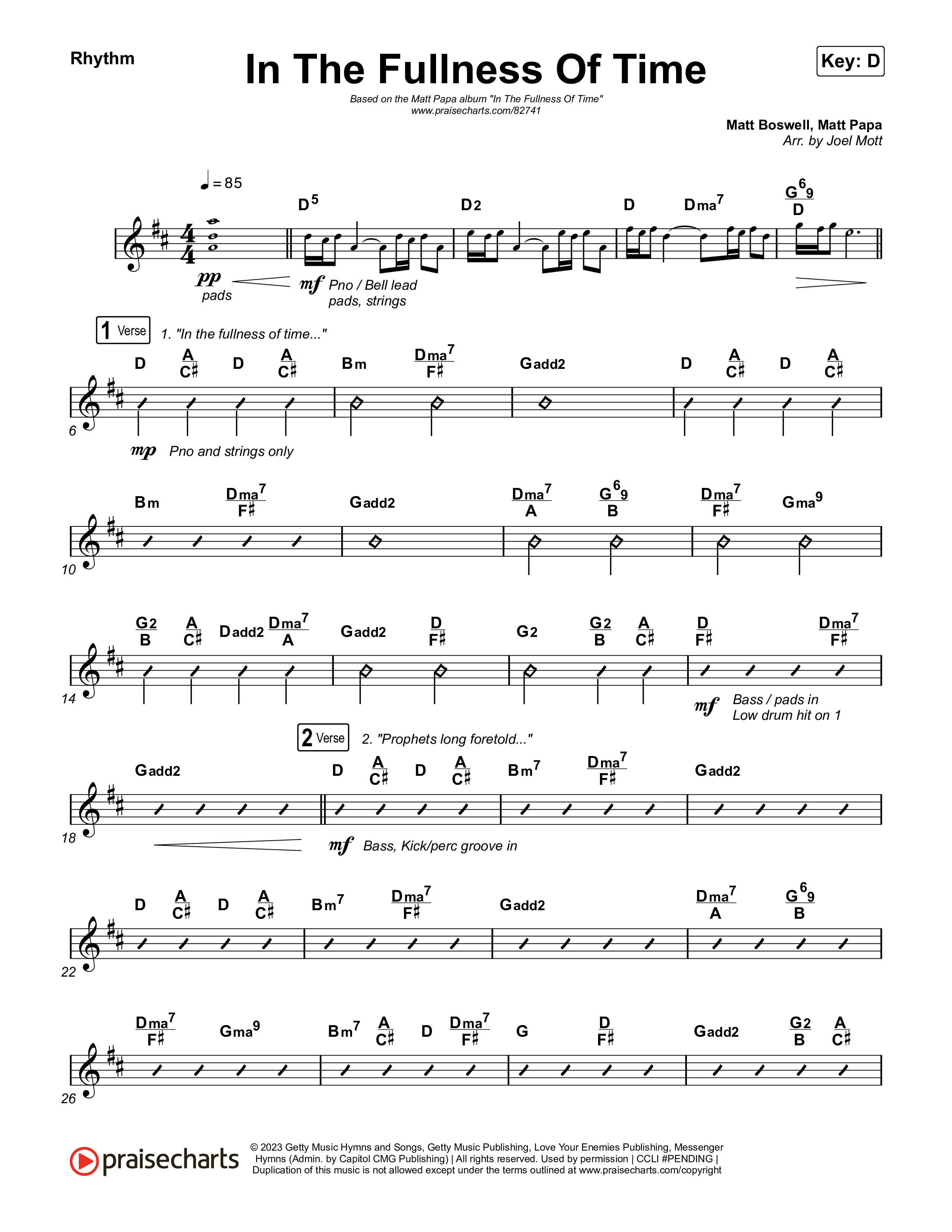 In The Fullness Of Time Rhythm Chart (Matt Papa / Matt Boswell)