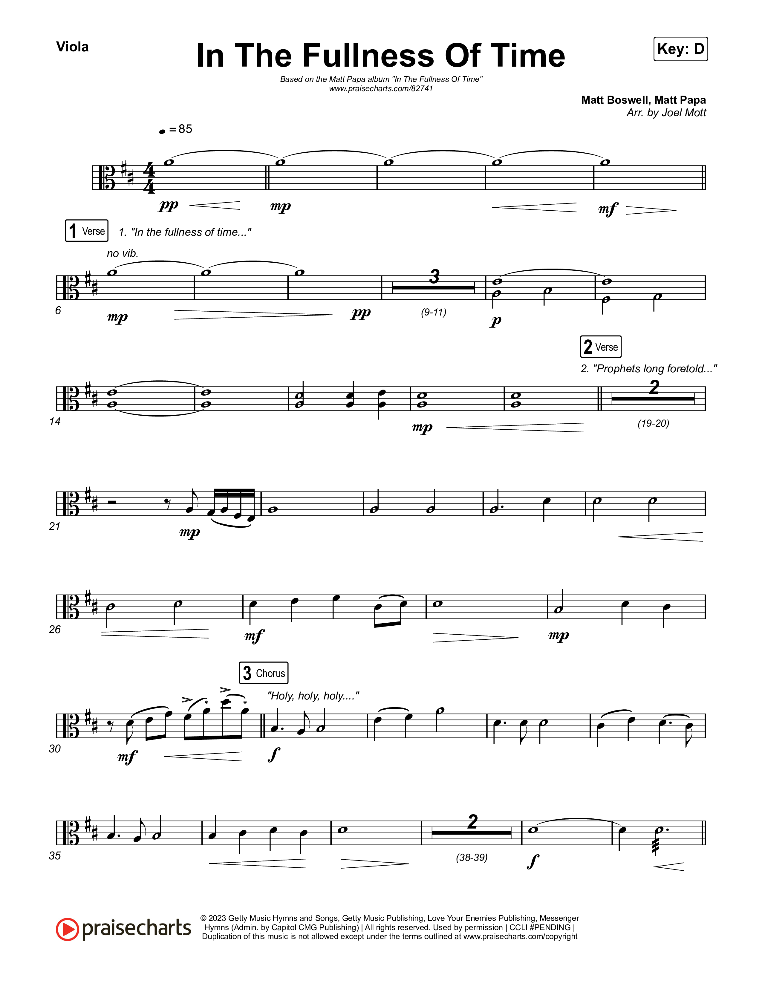 In The Fullness Of Time Viola (Matt Papa / Matt Boswell)