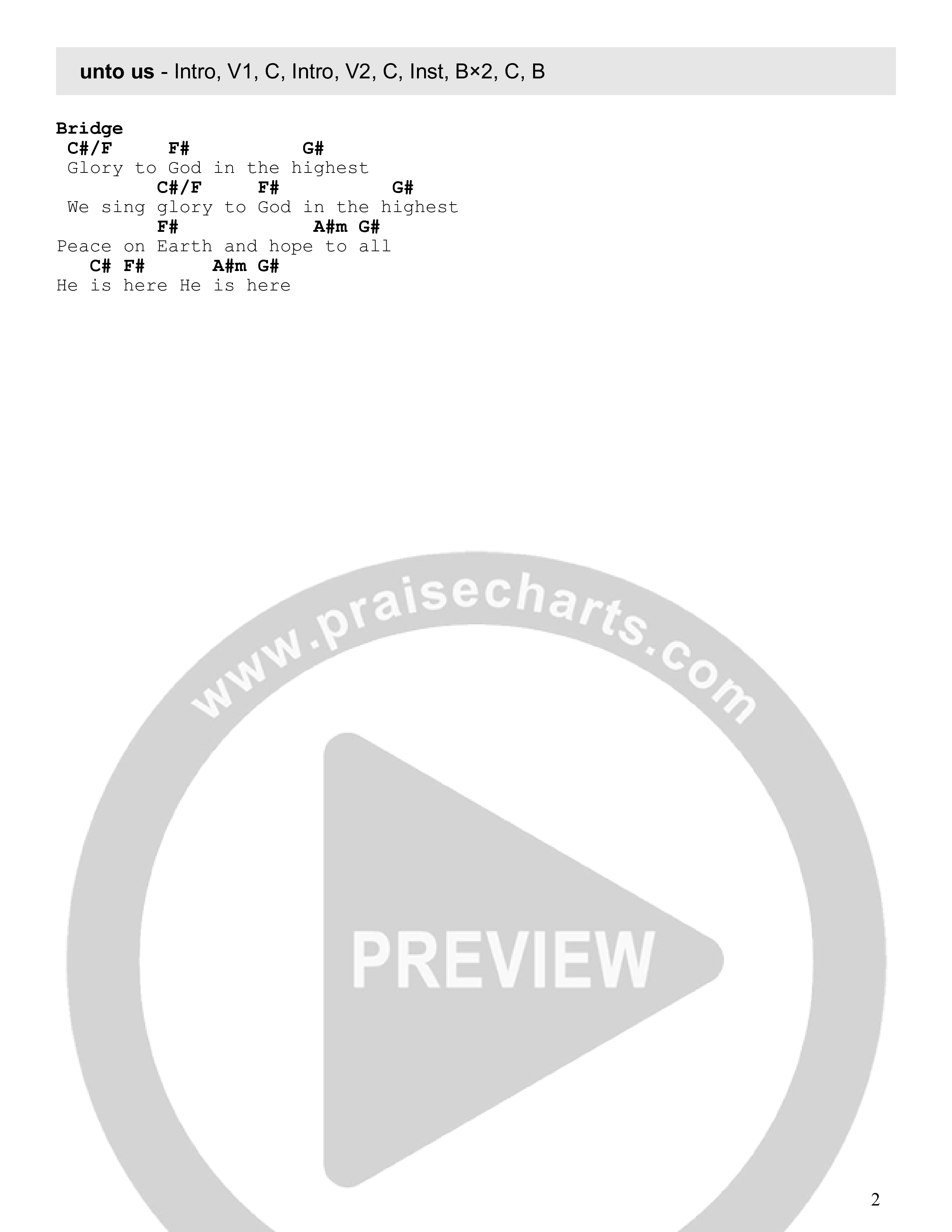 Unto Us Chord Chart (FC Music)