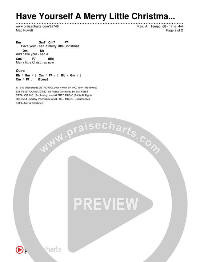 Have Yourself A Merry Little Christmas Chords & Lyrics (Mac Powell)