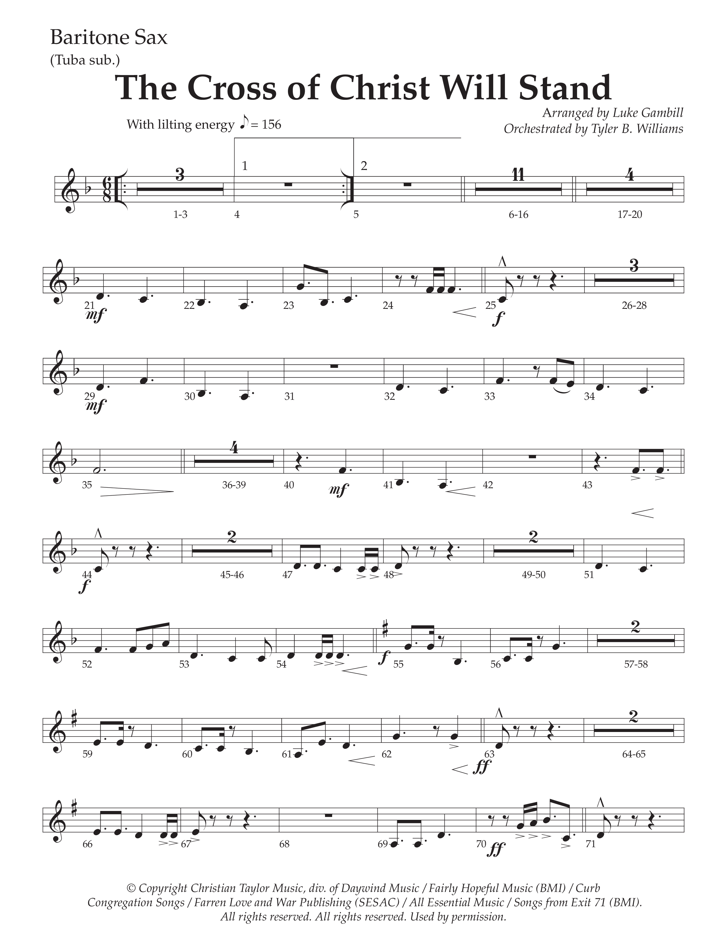 The Cross of Christ Will Stand (Choral Anthem SATB) Bari Sax (Daywind Worship / Arr. Luke Gambill)