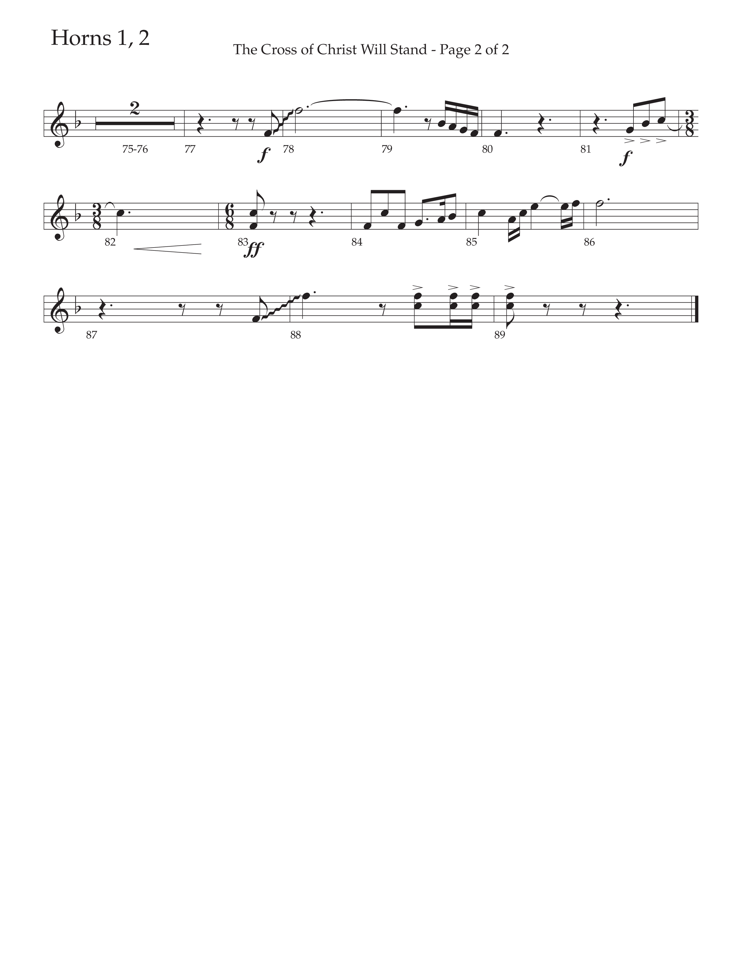 The Cross of Christ Will Stand (Choral Anthem SATB) French Horn 1/2 (Daywind Worship / Arr. Luke Gambill)