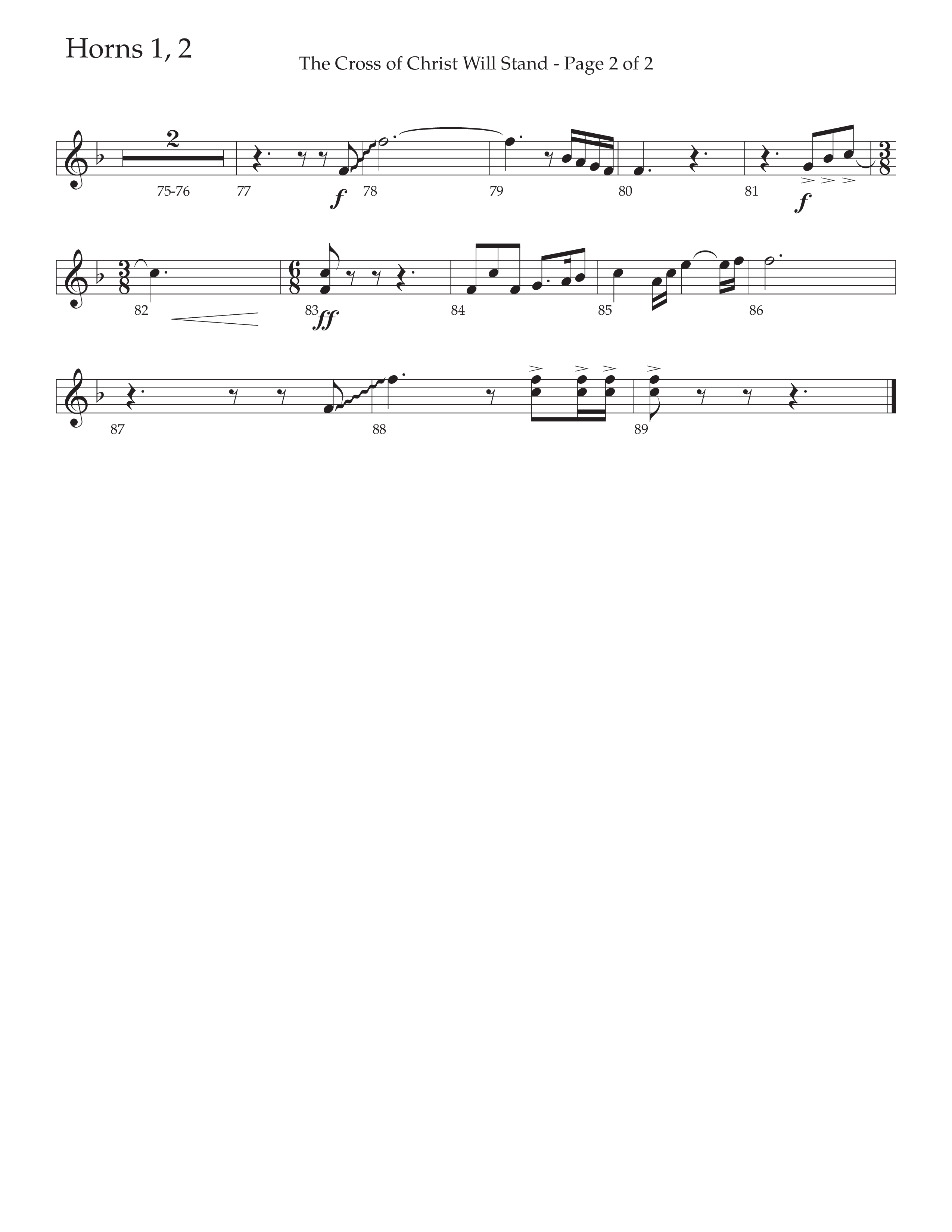The Cross of Christ Will Stand (Choral Anthem SATB) French Horn 1/2 (Daywind Worship / Arr. Luke Gambill)