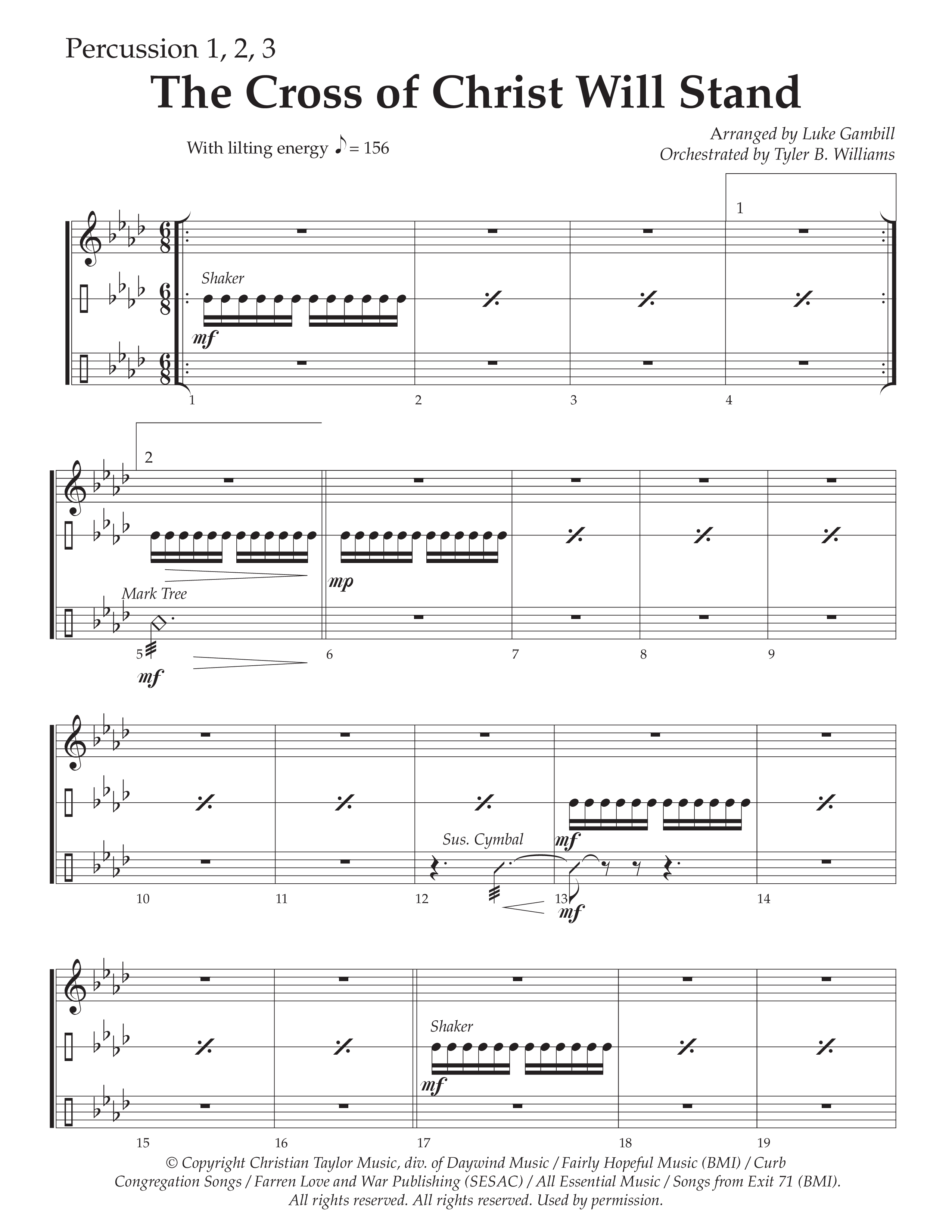 The Cross of Christ Will Stand (Choral Anthem SATB) Percussion (Daywind Worship / Arr. Luke Gambill)