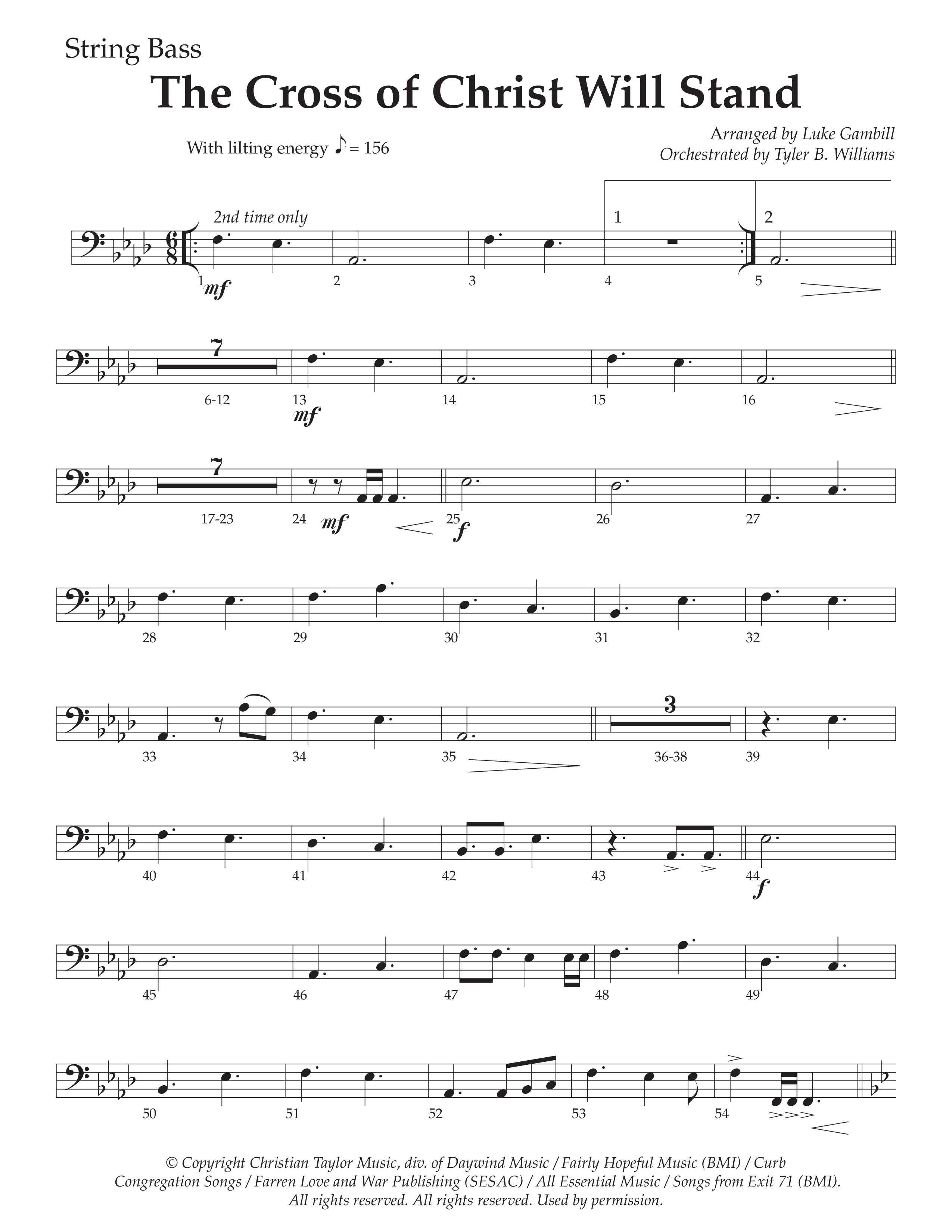 The Cross of Christ Will Stand (Choral Anthem SATB) String Bass (Daywind Worship / Arr. Luke Gambill)
