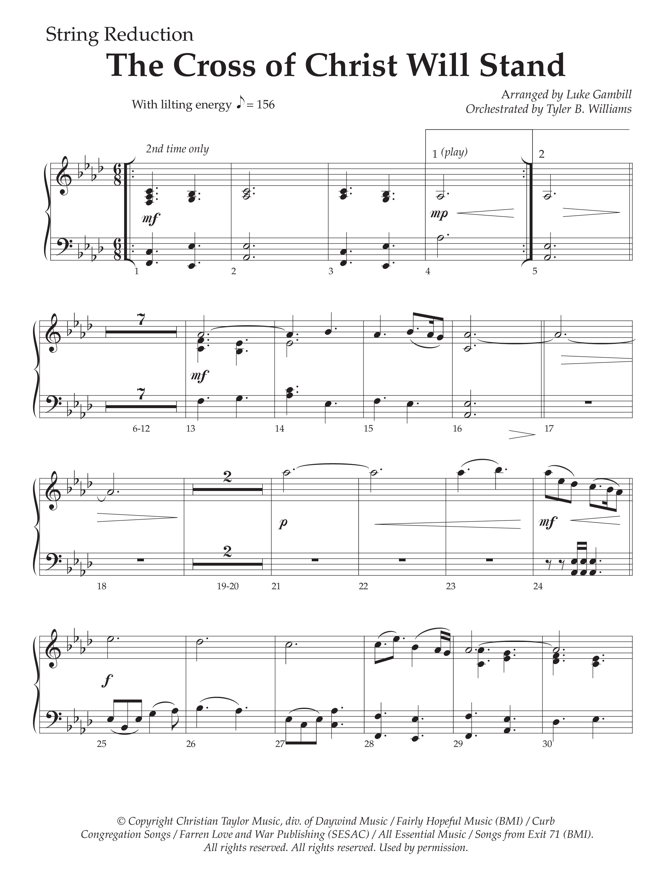 The Cross of Christ Will Stand (Choral Anthem SATB) String Reduction (Daywind Worship / Arr. Luke Gambill)