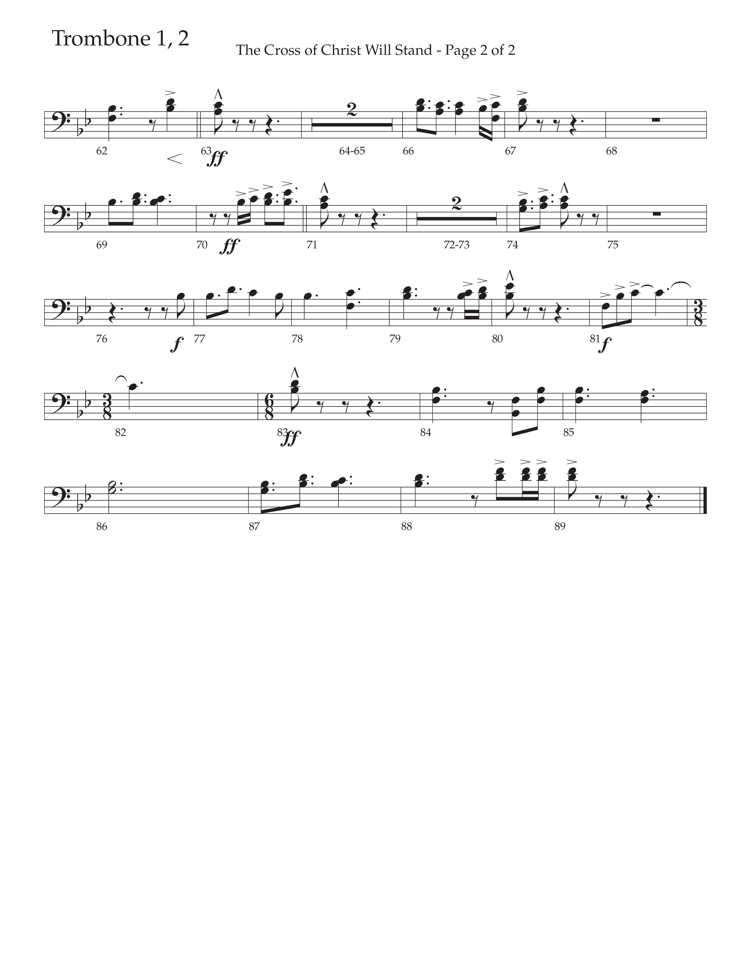 The Cross of Christ Will Stand (Choral Anthem SATB) Trombone 1/2 (Daywind Worship / Arr. Luke Gambill)
