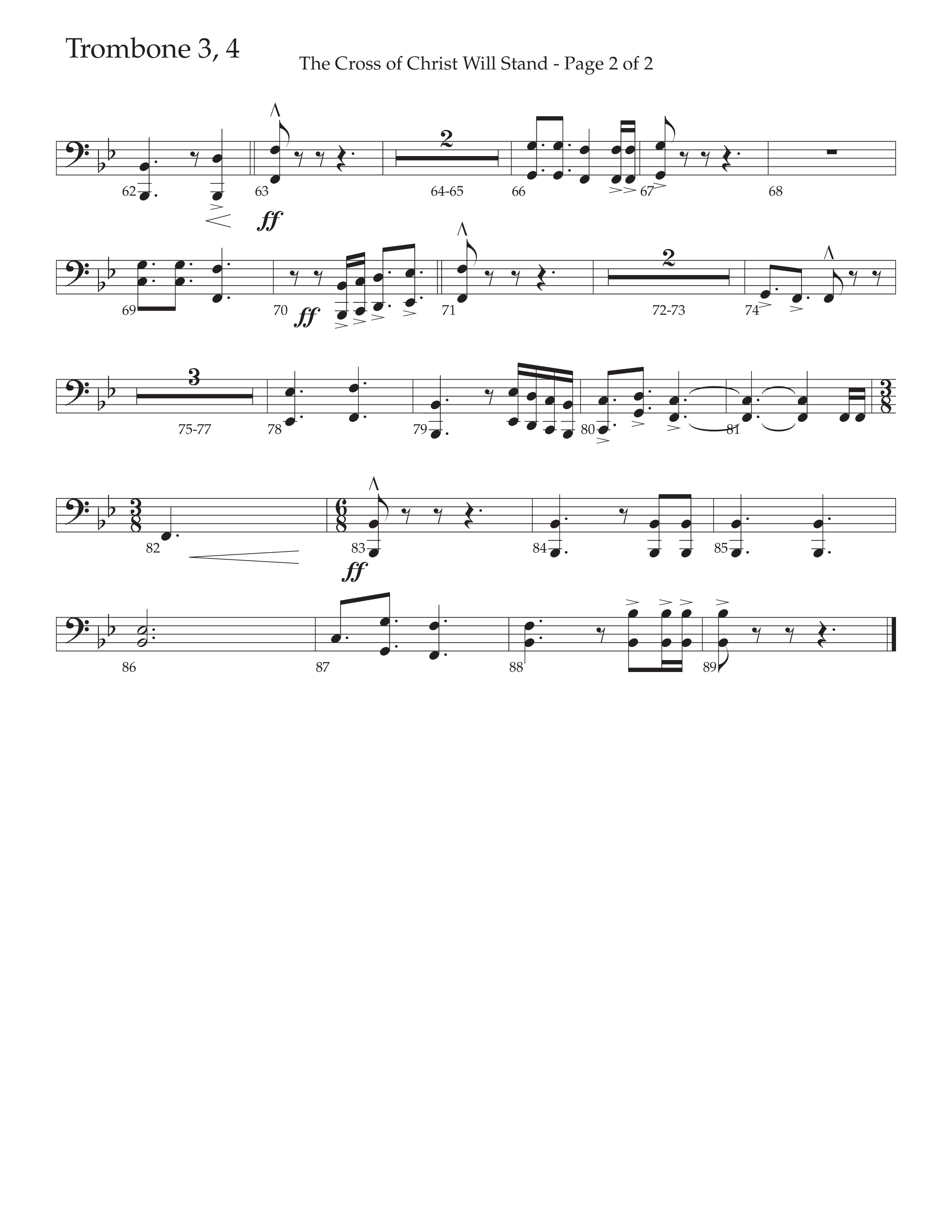 The Cross of Christ Will Stand (Choral Anthem SATB) Trombone 3/4 (Daywind Worship / Arr. Luke Gambill)