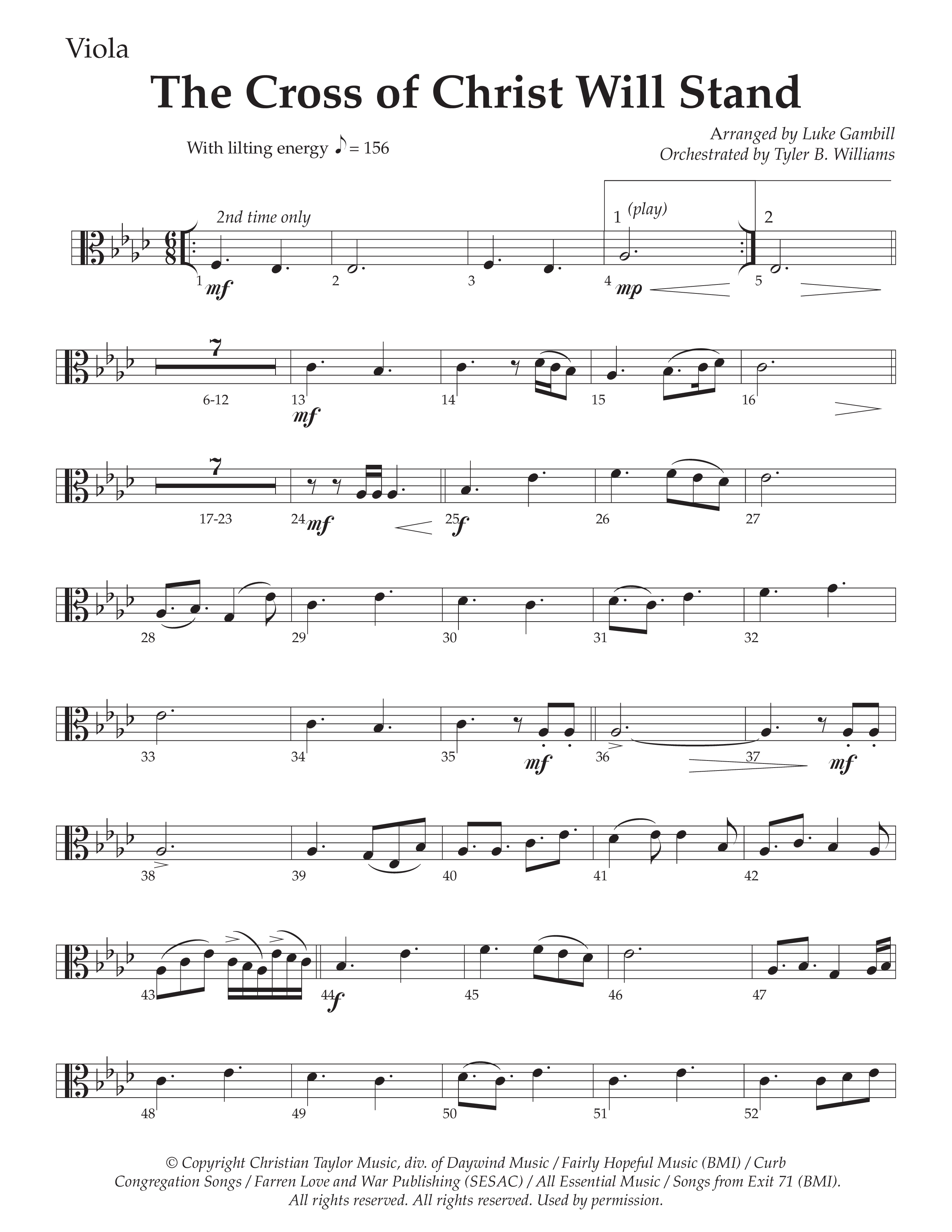 The Cross of Christ Will Stand (Choral Anthem SATB) Viola (Daywind Worship / Arr. Luke Gambill)