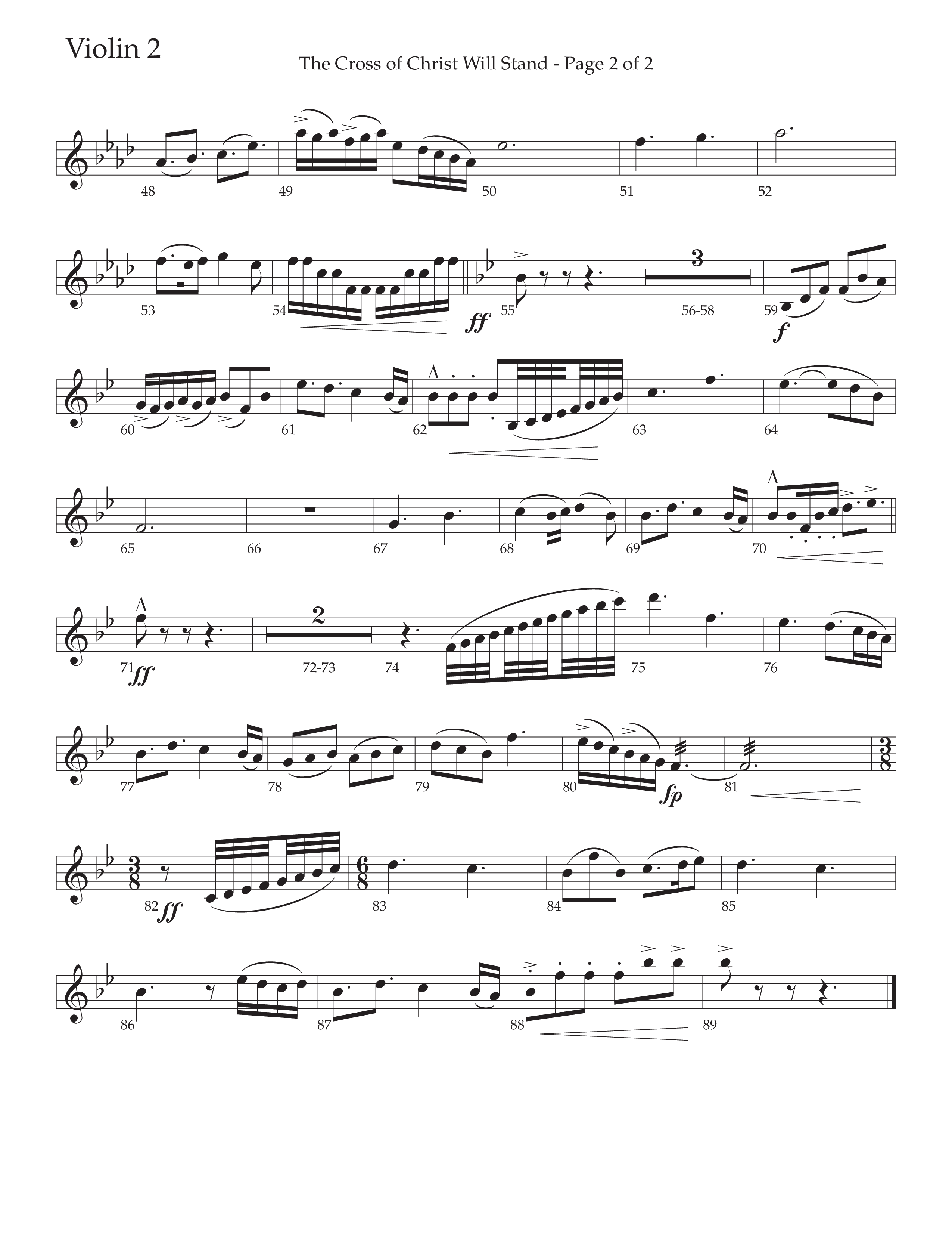 The Cross of Christ Will Stand (Choral Anthem SATB) Violin 2 (Daywind Worship / Arr. Luke Gambill)