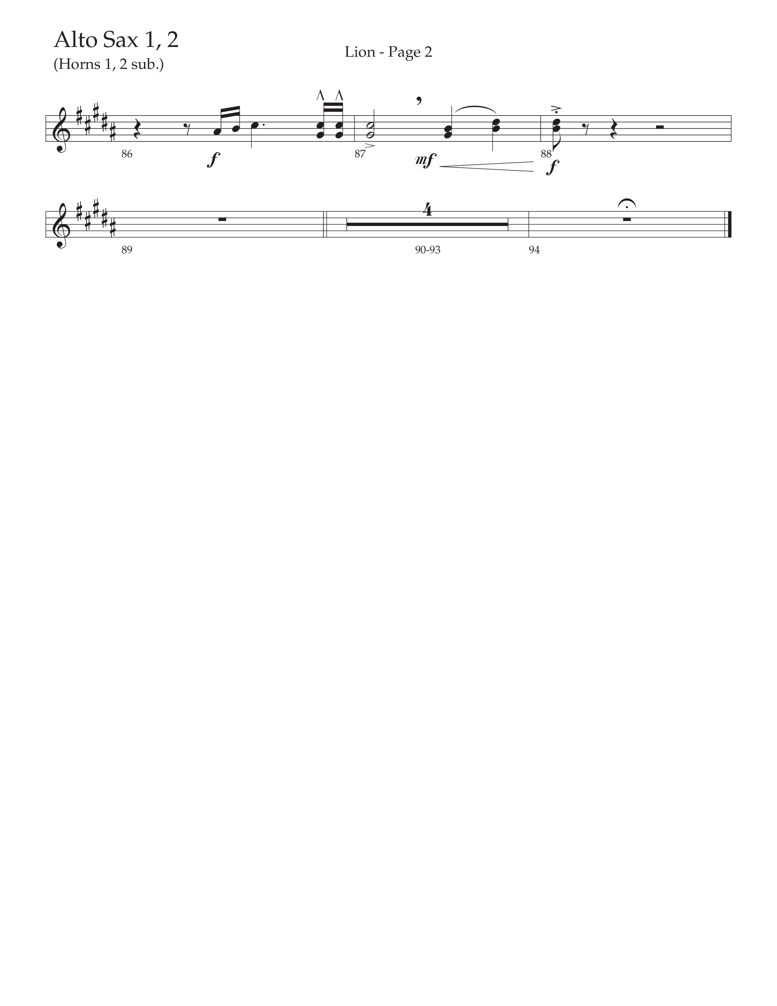 LION (Choral Anthem SATB) Alto Sax 1/2 (Daywind Worship / Arr. Phil Nitz)