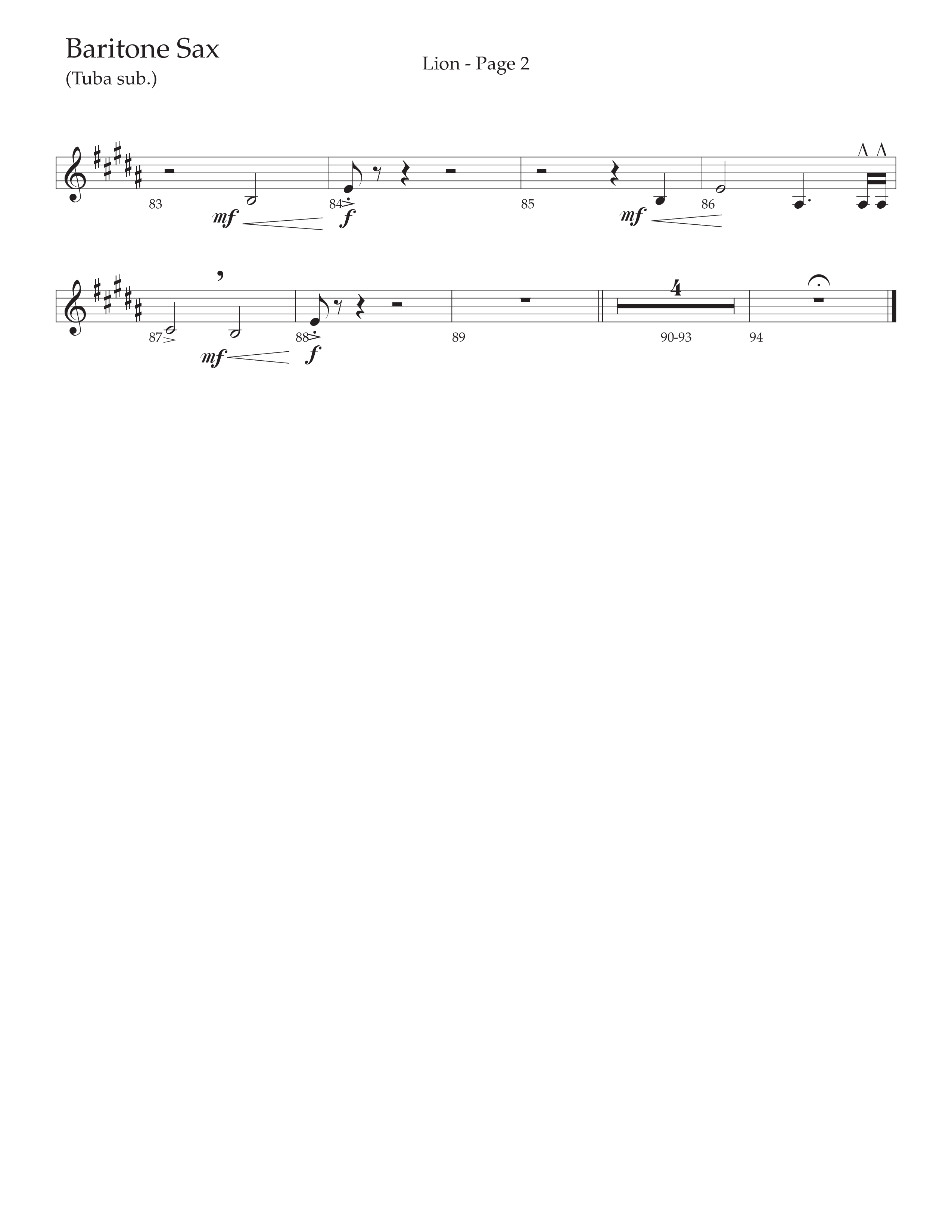 LION (Choral Anthem SATB) Bari Sax (Daywind Worship / Arr. Phil Nitz)
