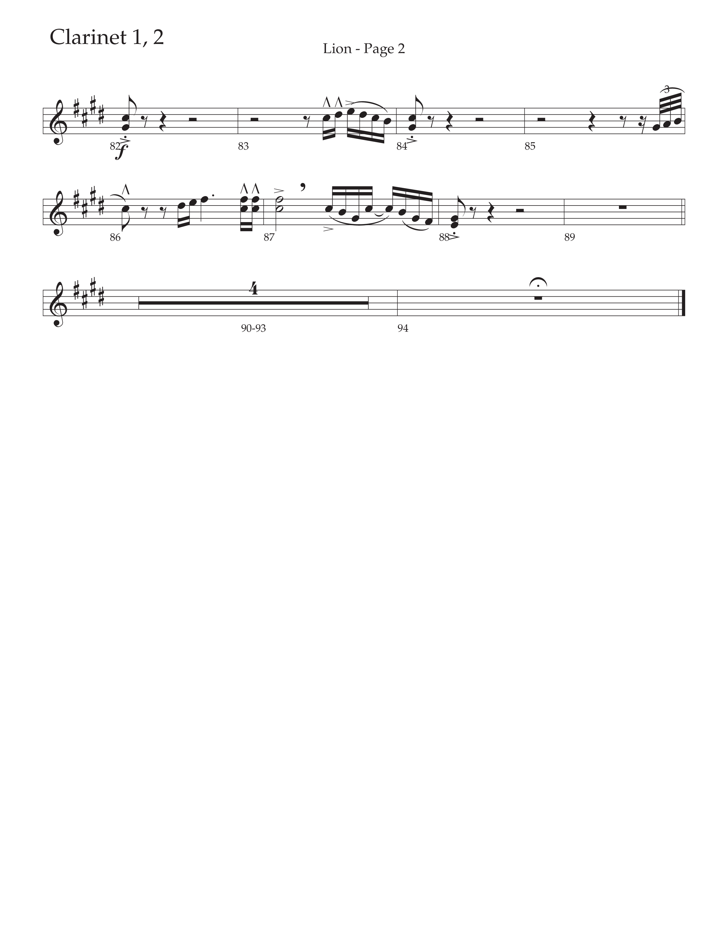 LION (Choral Anthem SATB) Clarinet 1/2 (Daywind Worship / Arr. Phil Nitz)