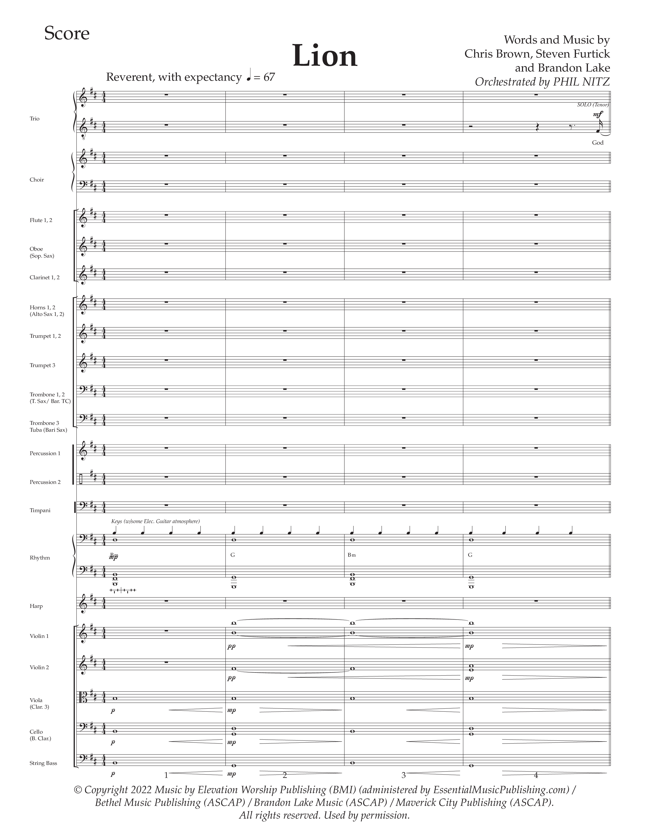 LION (Choral Anthem SATB) Orchestration (Daywind Worship / Arr. Phil Nitz)